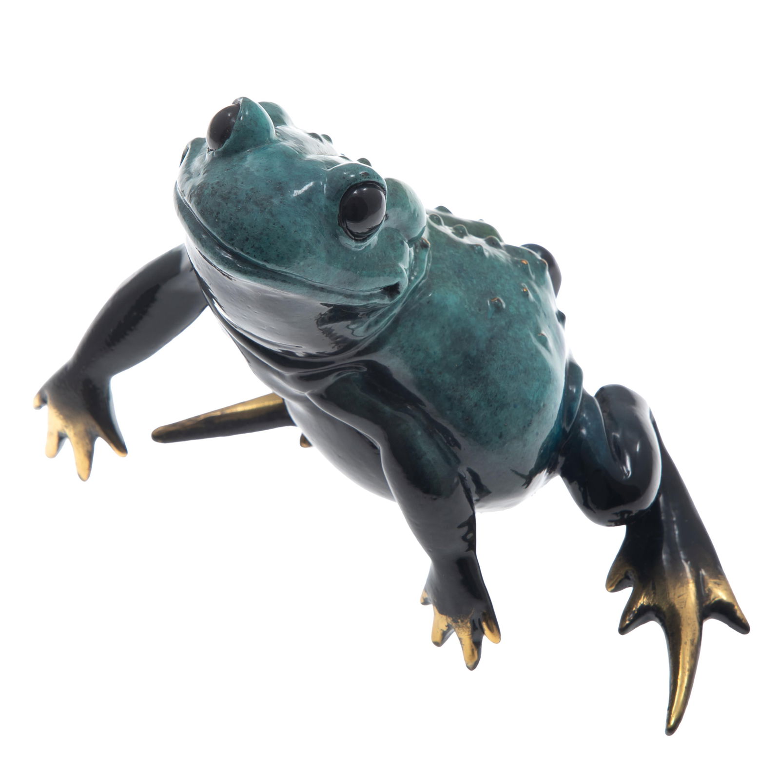 Kitty Cotterill (21st Century American) Bronze Sculpture: Kitty Cotterill (21st Century American) Bronze SculptureEnameled bronze figure of a frog.3 1/2in (9cm) hSigned K. Cantrell 1999Edition 144/950As a native of Southern California, Kitty Cantrell attribu