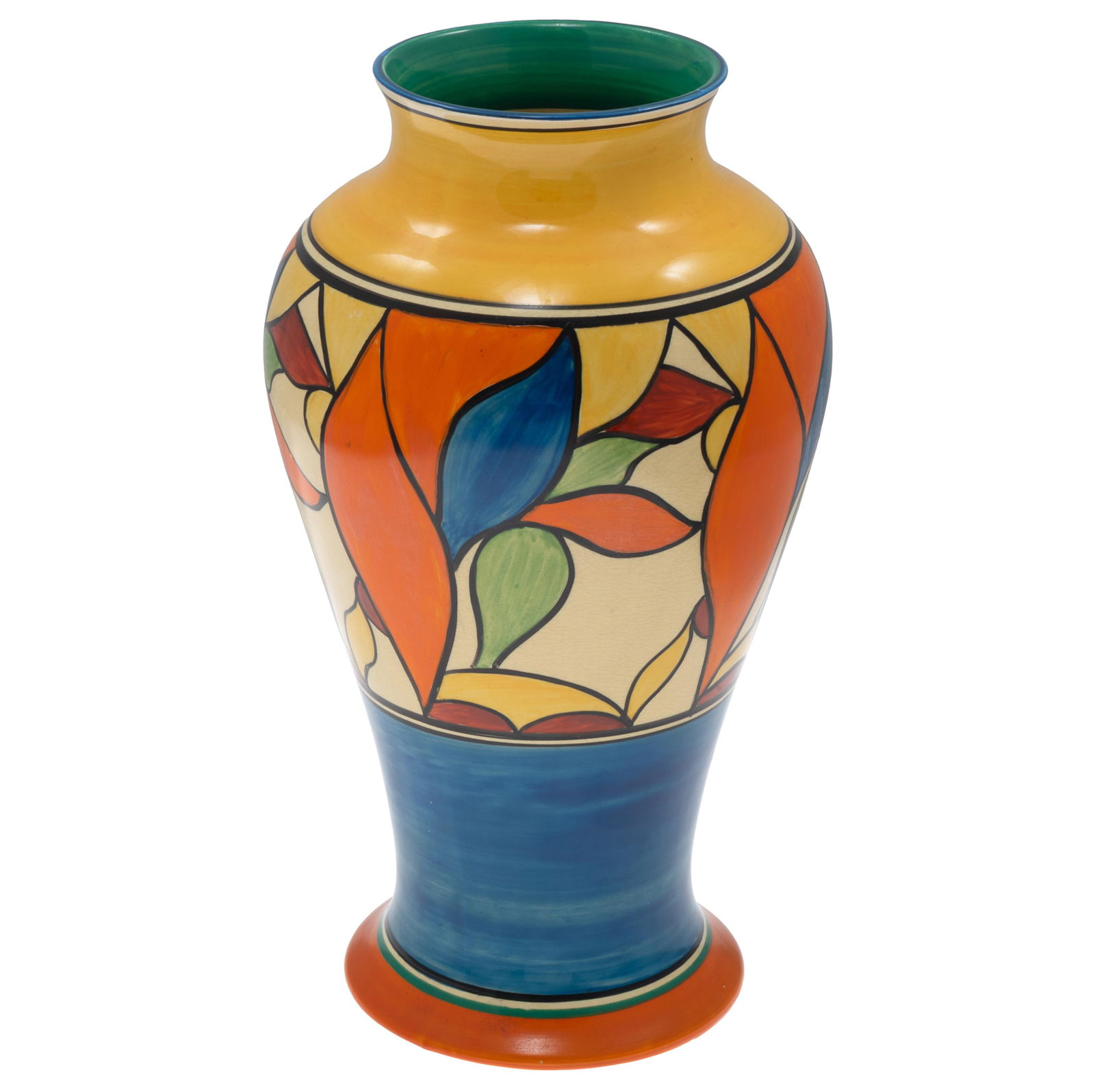 Clarice Cliff (English 1899-1972), Whisper Pattern Vase: Clarice Cliff ( English 1899-1972) Whisper Pattern Vase Marked on base, Bizarre, by Clarice Cliff, Newport Pottery England 12 1/4in (31cm) j Clarice Cliff was one of a very few women painters from