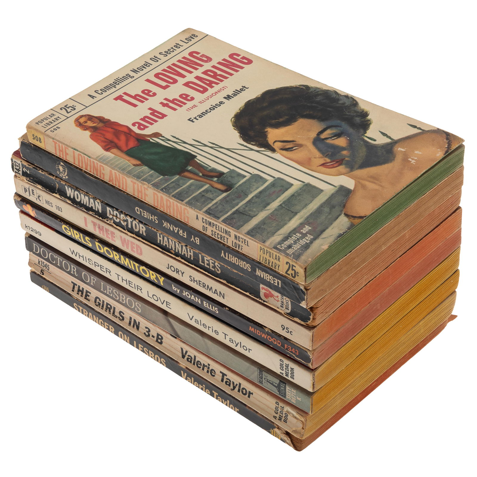 Vintage Lesbian Erotica: Vintage Lesbian Erotica Nine paperback novels, Including three by Valerie Taylor; 'The Girls in 3-B, 'Stranger on Lesbos', and 'Whisper Their Love', all pub. mid 1950's Also included by various