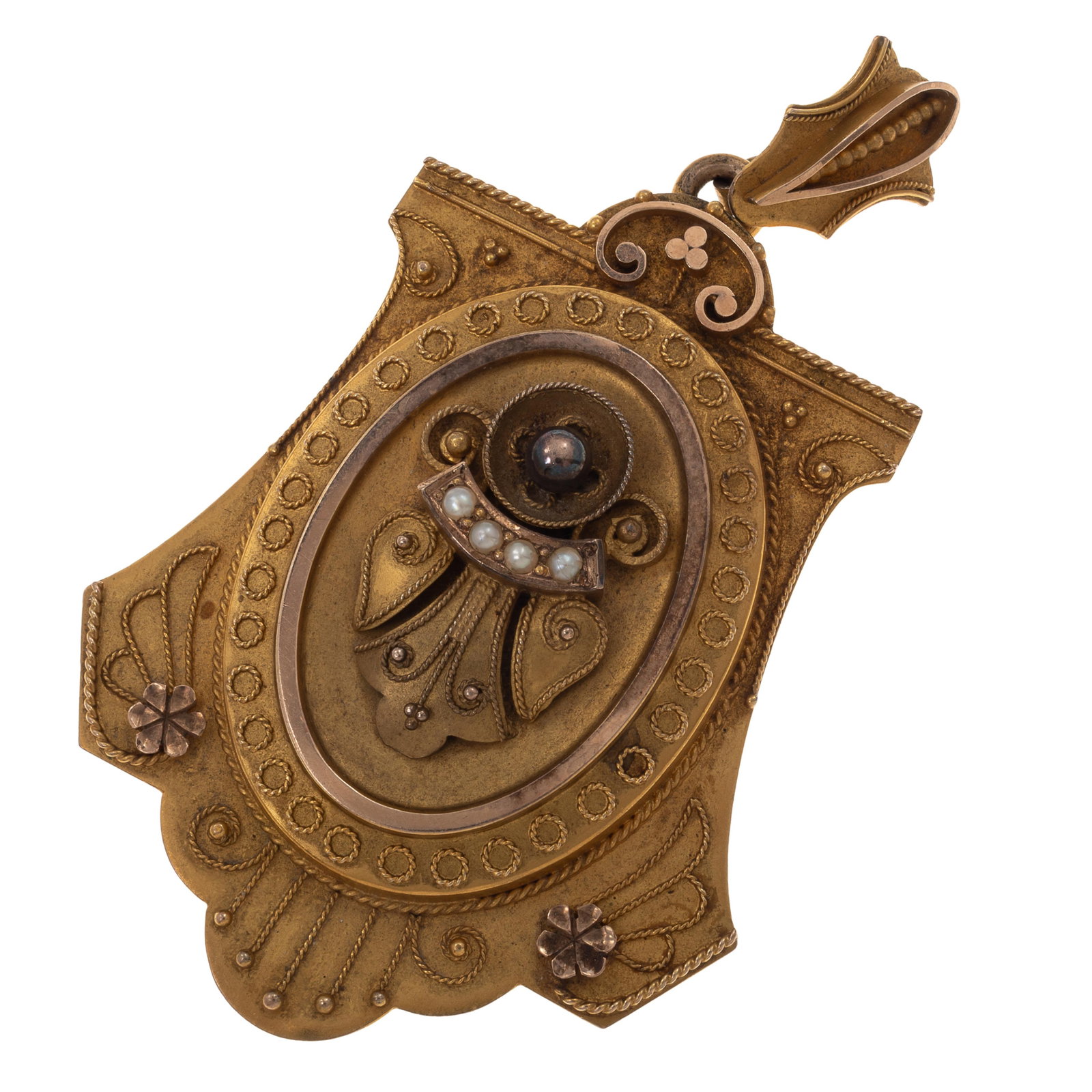 Victorian Etruscan Revival Split Pearl, 14k Locket (1 of 4)