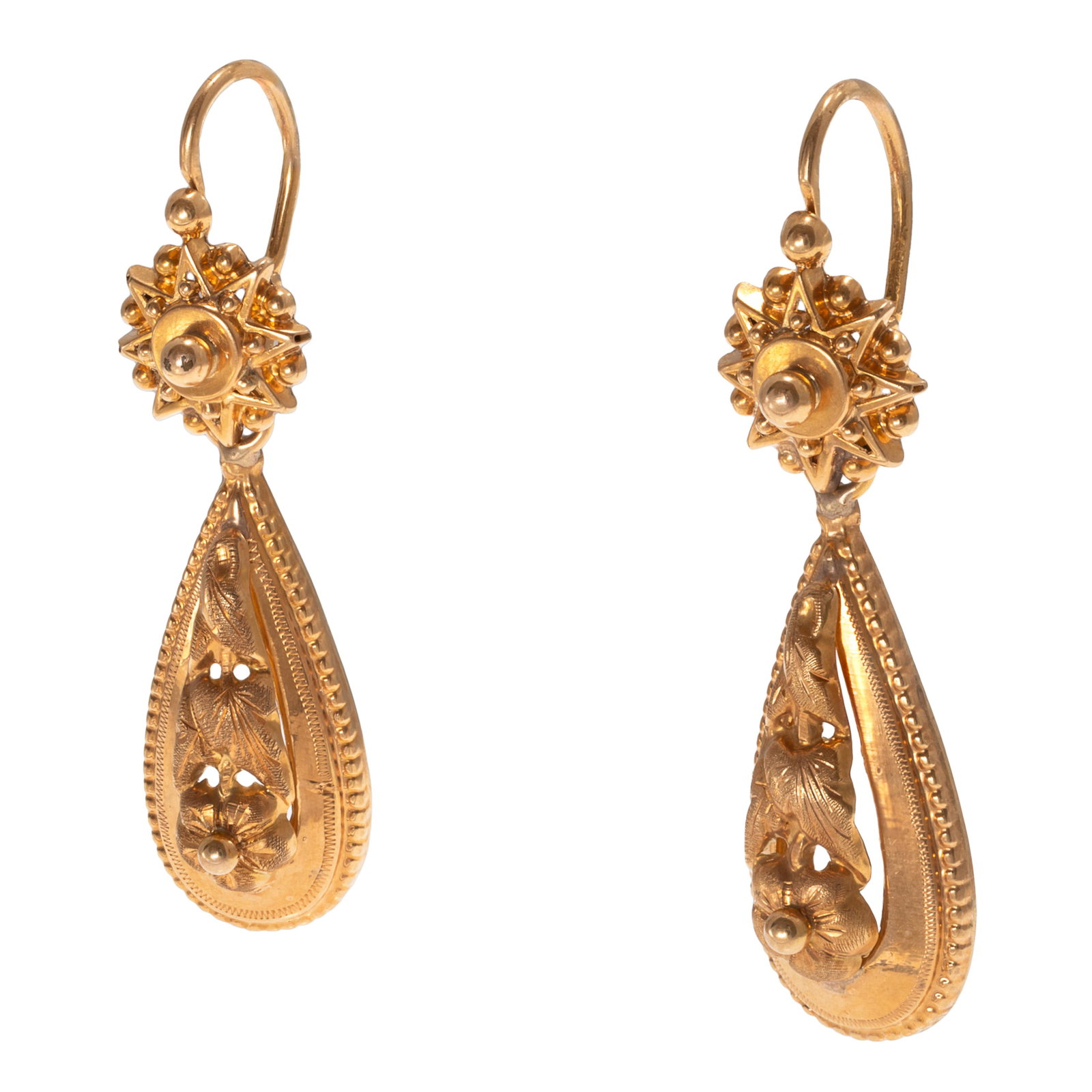 Pair of Antique French 18k 'Day and Night' Earrings (1 of 5)