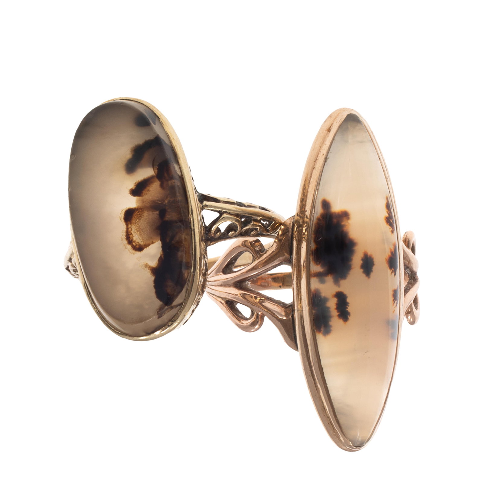 Pair of Victorian Dendritic Agate, Yellow Gold Rings (1 of 5)