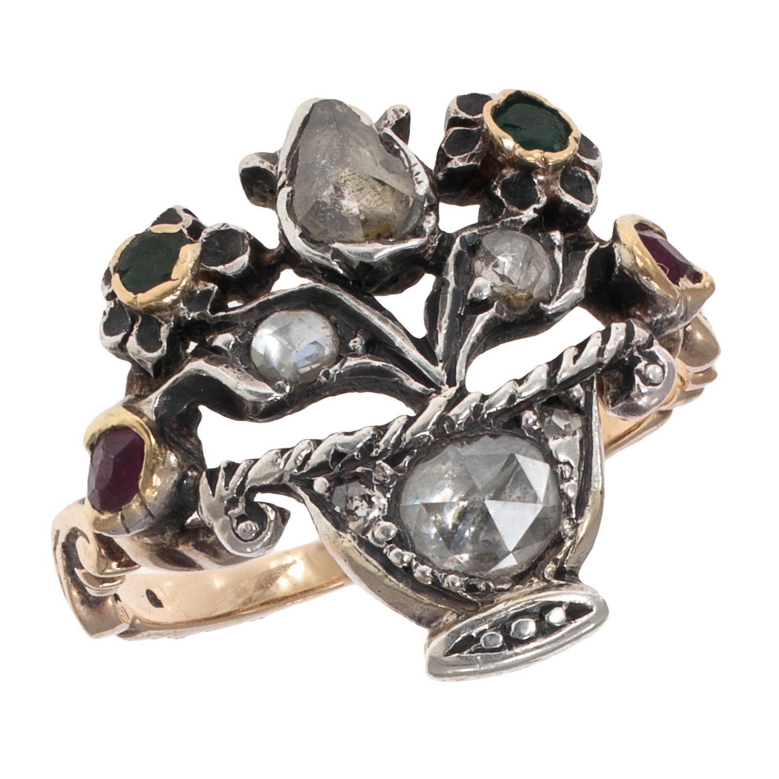 Diamond, Ruby, Emerald, 14k, Silver Ring (1 of 5)