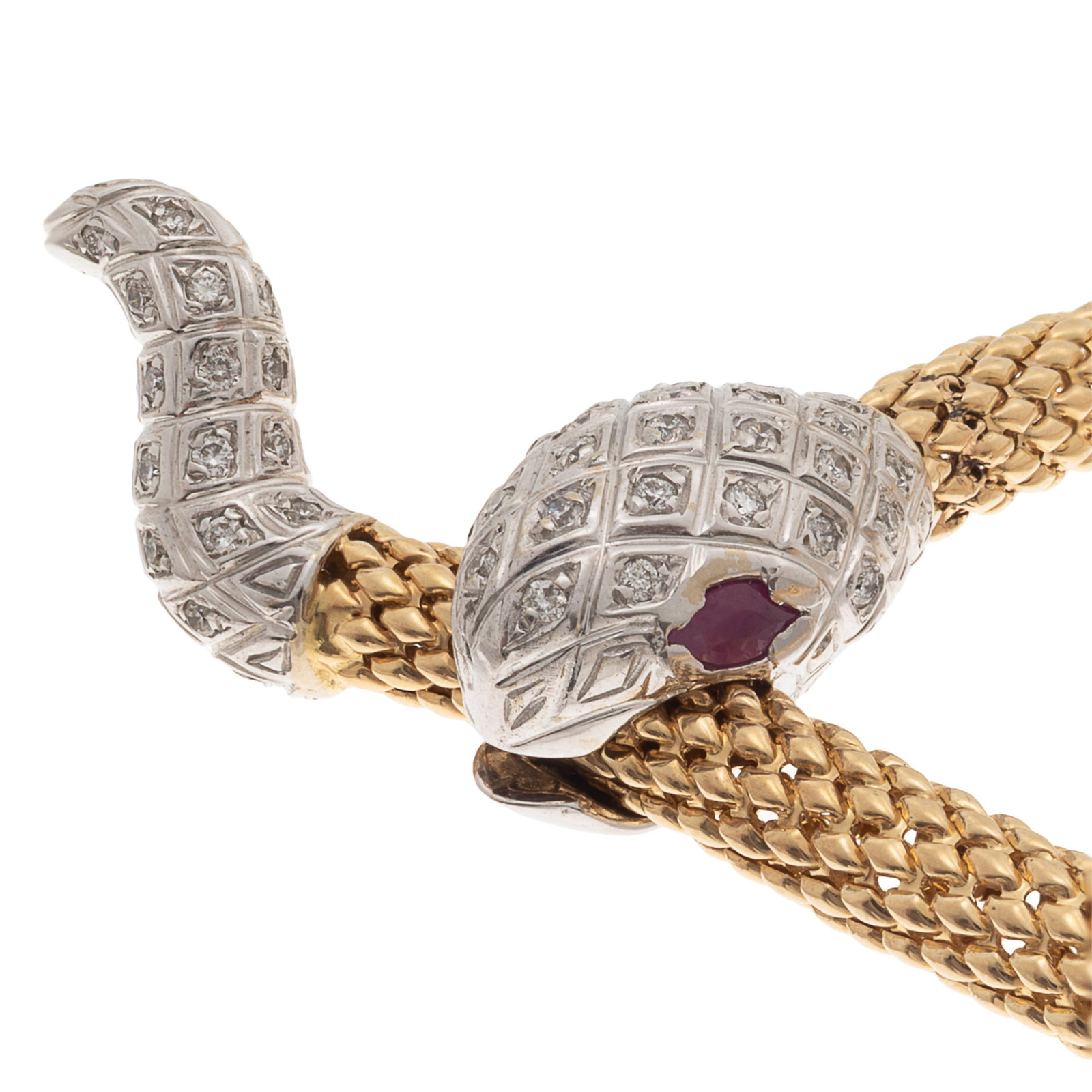 Diamond, Ruby, 14k Snake Necklace - 2