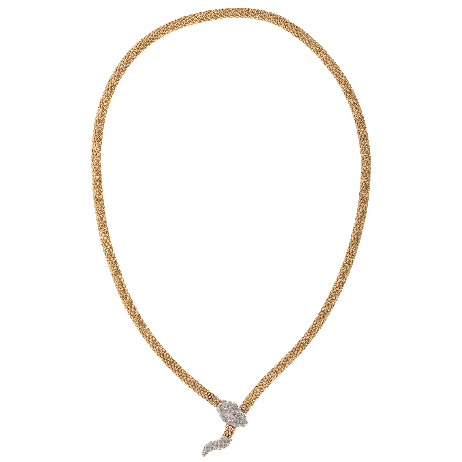 Diamond, Ruby, 14k Snake Necklace - 4