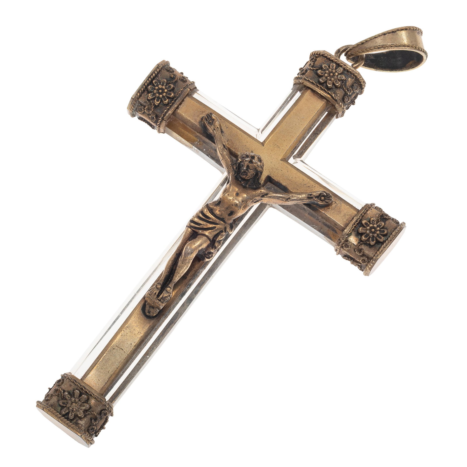 Rock Crystal, Silver Gilt Crucifix Pendant (1 of 4)