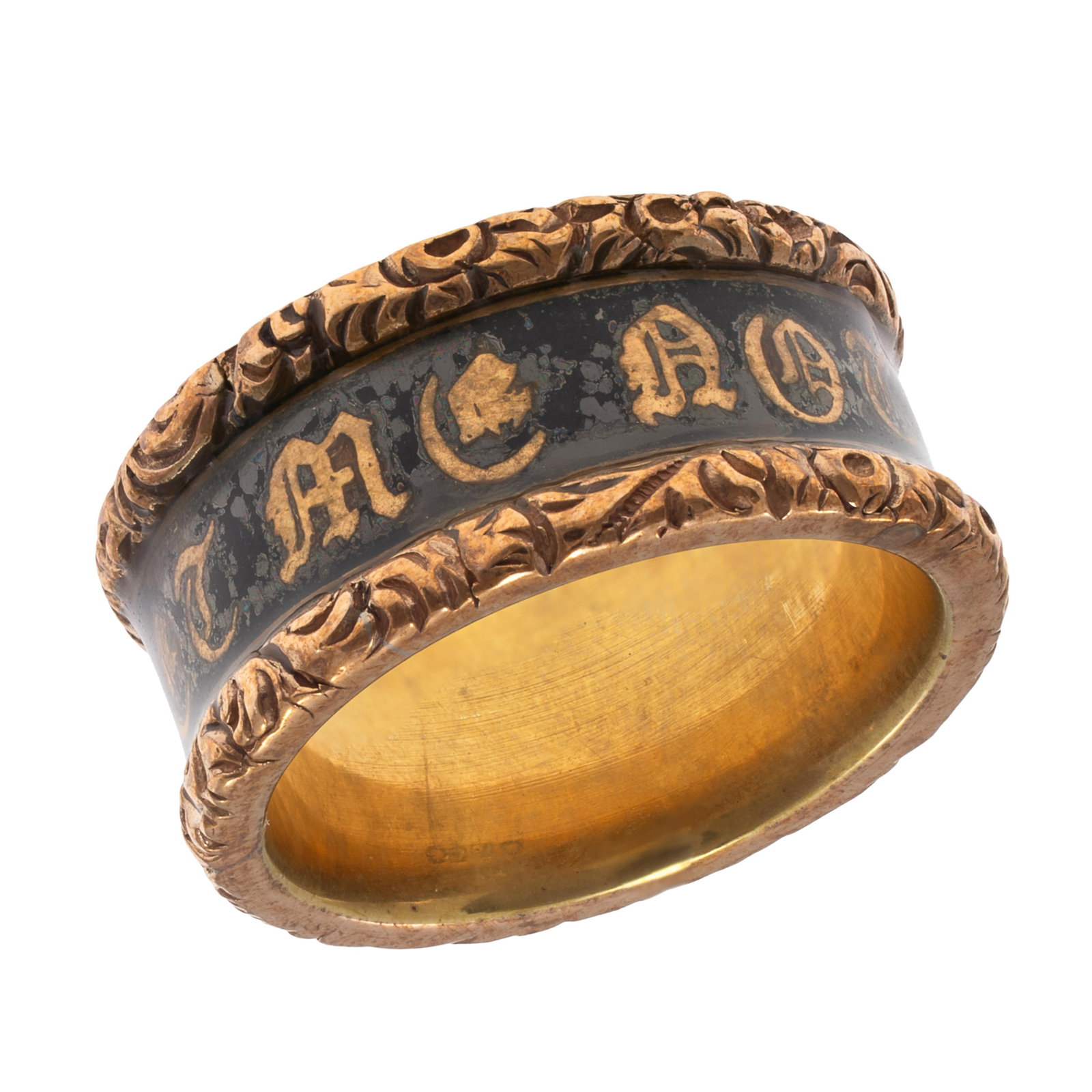 Victorian Enamel, 18k Yellow Gold Memorial Ring (1 of 5)