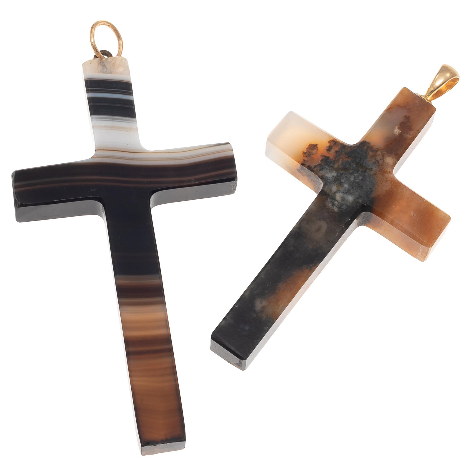 Collection of Two Agate, 14k Crosses (1 of 5)