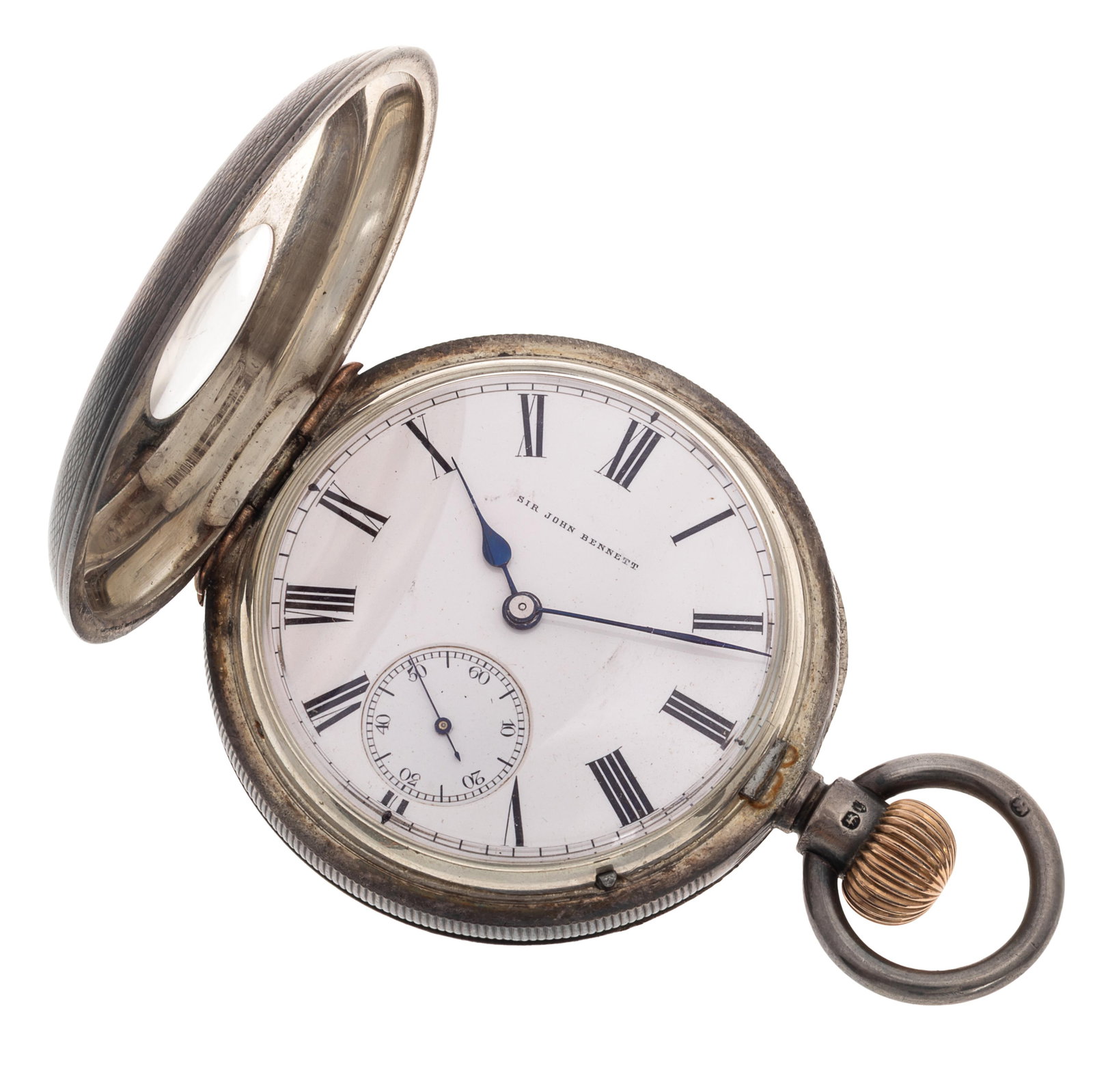 English Silver Niello Demi-Hunter Pocket Watch (1 of 8)