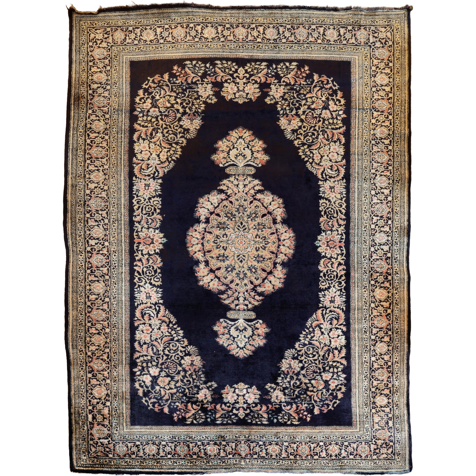 Qum Silk Rug: Qum Silk Rug 80in. x 55in. (203 x 140 cm.) Condition: Minor evidence of bleeding color