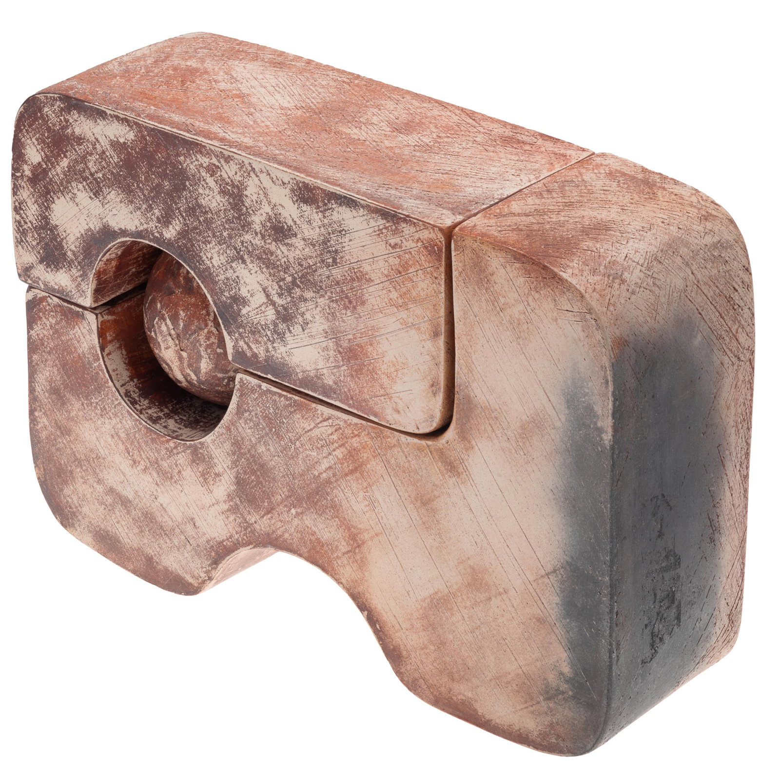 Mayan Style Ceramic Glyph: Mayan Style Ceramic Glyph In the form of a ceramic block and ball. 8 1/2in (22cm) h. 12in (31cm) l. 3 1/2in (9cm) d. Mayan writing is an example of a hieroglyphic script, a system that uses
