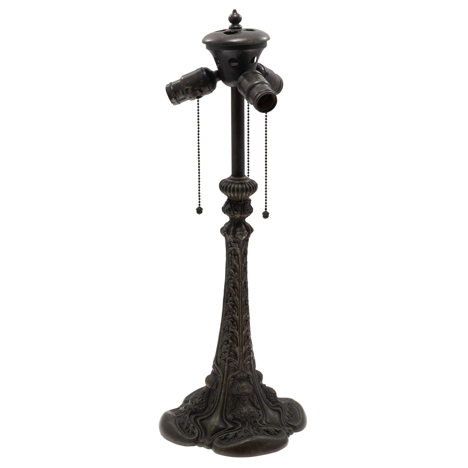 Harvey Hubbell Bronze Lamp Base: Harvey Hubbell Bronze Lamp Base Art Nouveau style of flowing vines. Marked Harvey Hubbell Inc. Base only, no shade 24in (61cm)