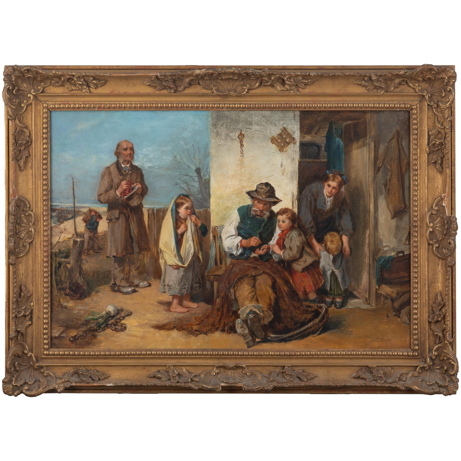 Jonathan Pratt (British, 1835-1911).: Jonathan Pratt (British, 1835-1911). Counting Money. Oil on canvas, signed 'J Pratt' (lower right), framed. 16 x 24in. (40.5 x 61cm). 21 x 29 1/2in. (53.3 x 75cm/frame). Jonathan Pratt was a genre