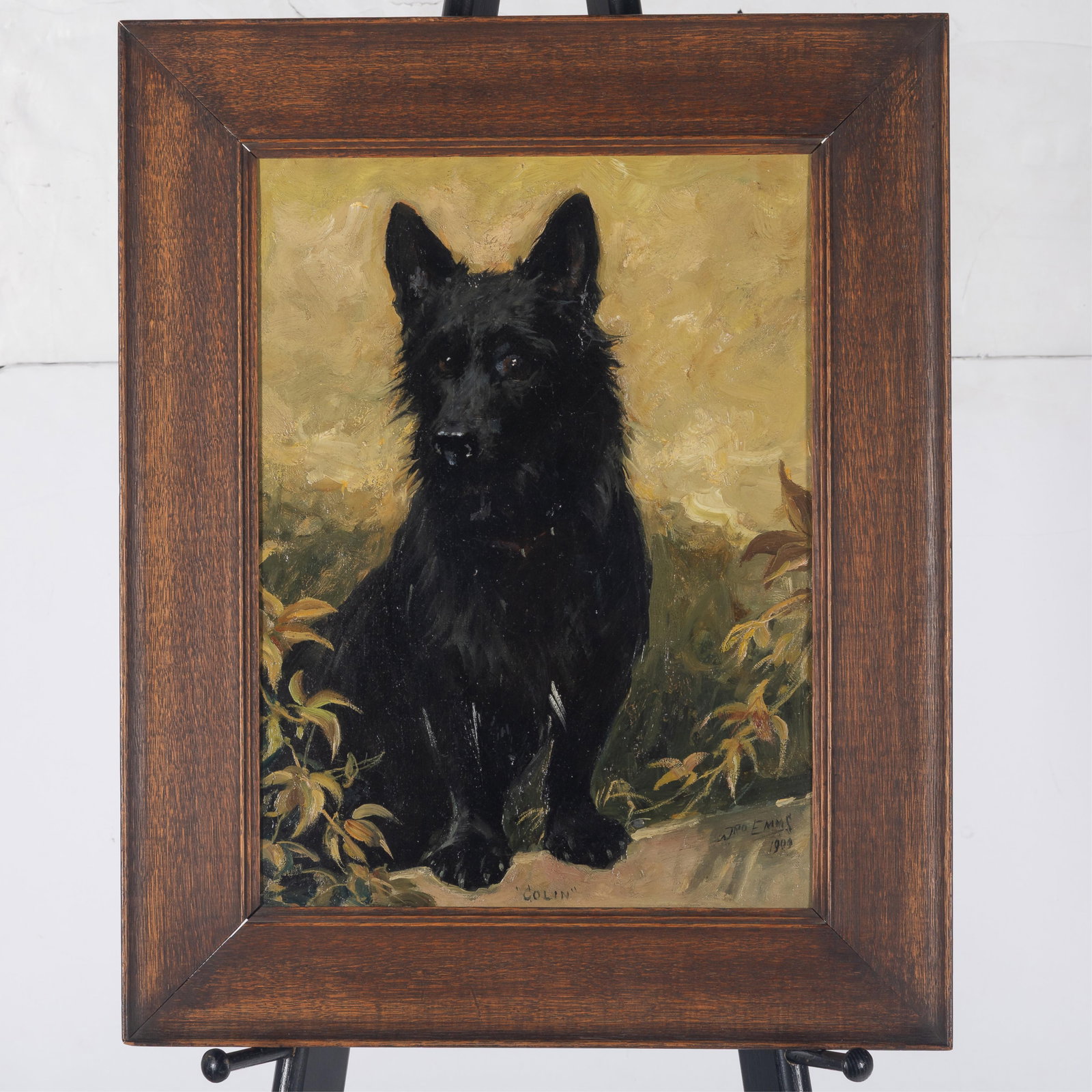 John Emms (British, 1844-1912).: John Emms (British, 1844-1912). 'Colin', 1900. Oil on canvas, signed and dated (lower right), framed. 15 1/2in. x 11 1/2in (39cm. x 29cm) Framed: 21 1/2in x 17in (55cm. x 45cm) John Emms was famous