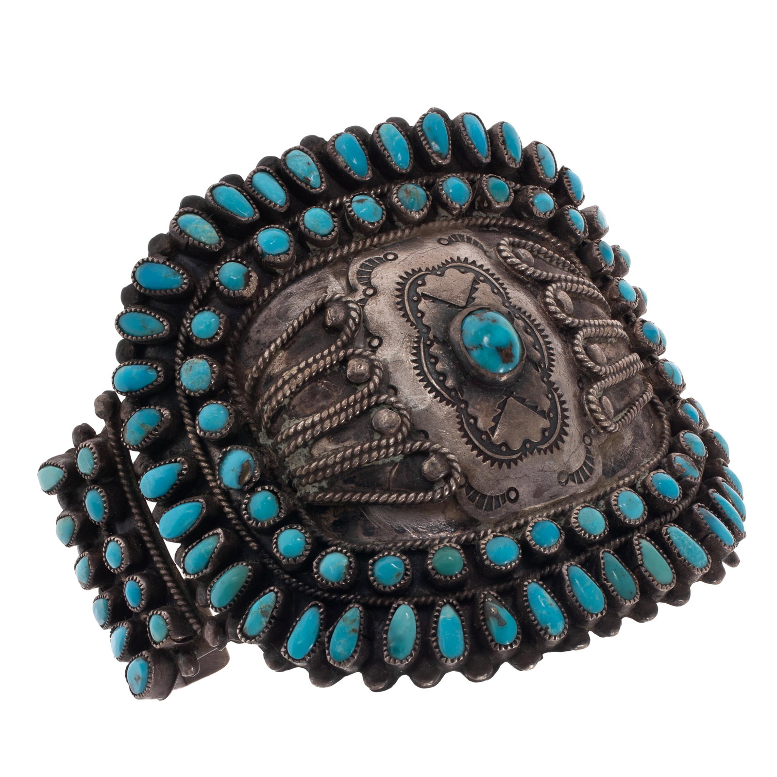 Navajo Turquoise, Sterling Silver Cuff Bracelet, J.M. Begay (1 of 5)