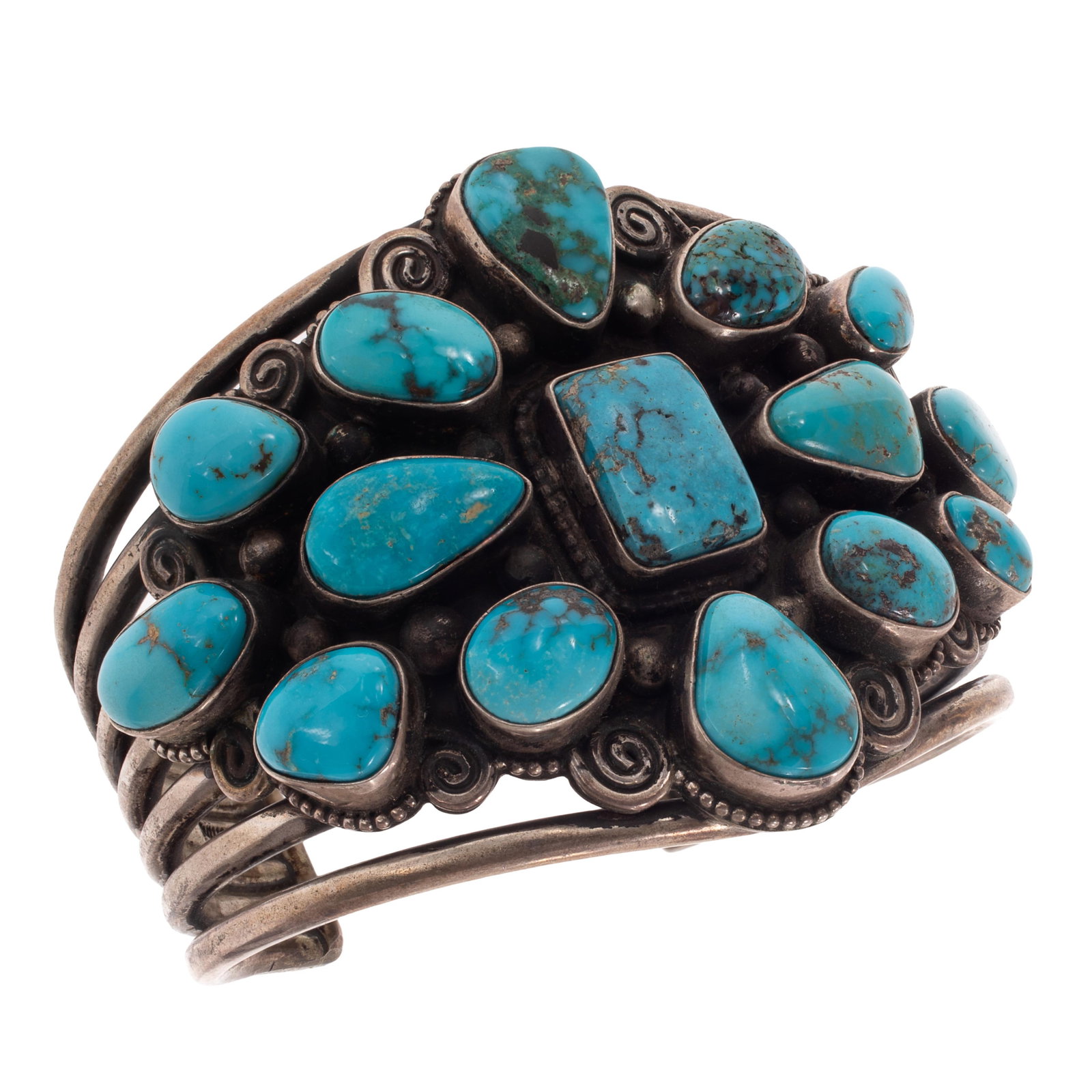 Navajo Turquoise, Sterling Silver Cuff Bracelet, Terry Martinez (1 of 5)