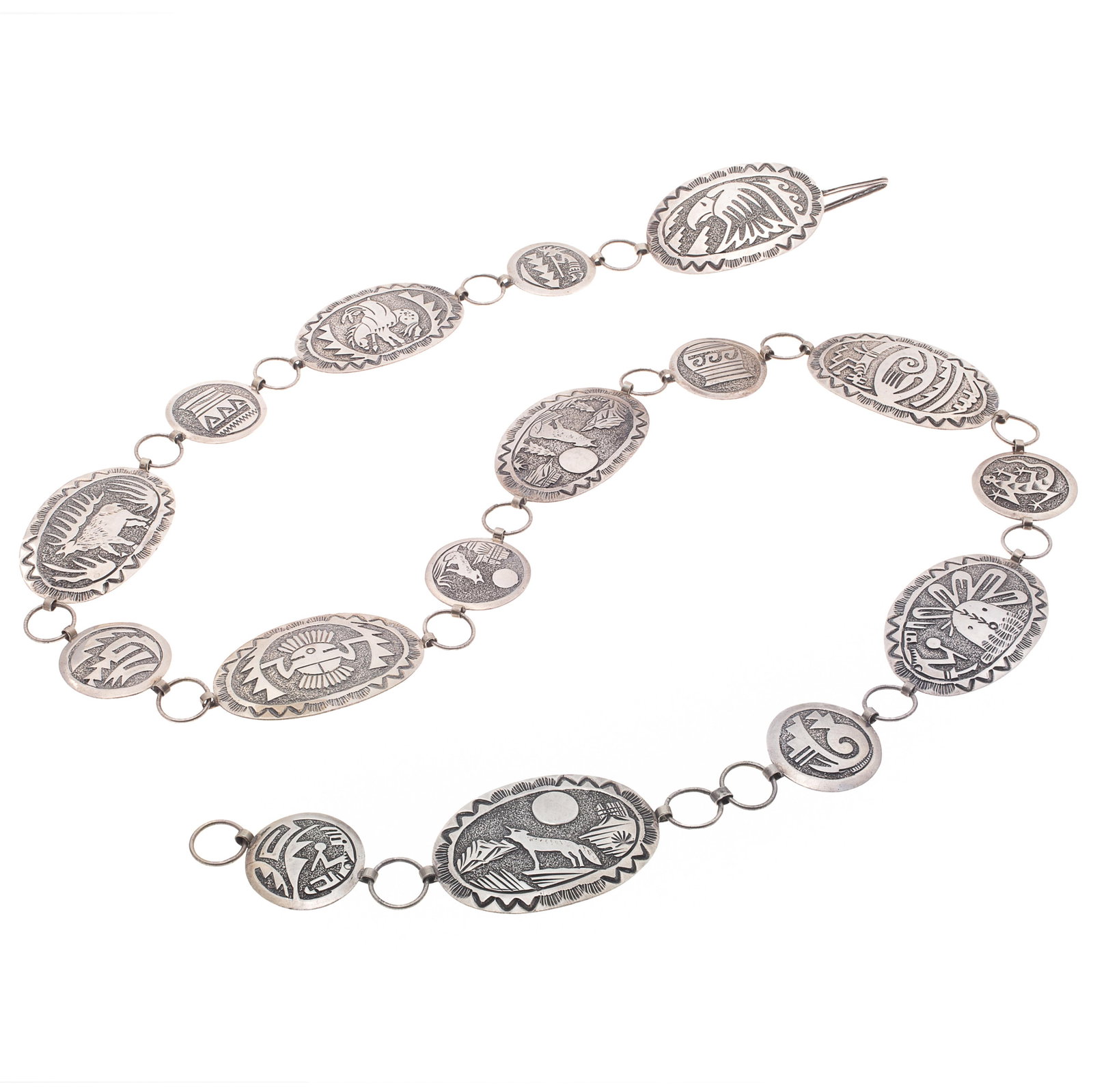 Sterling Silver Storyteller Belt, Gibson Gene, Navajo (1 of 5)