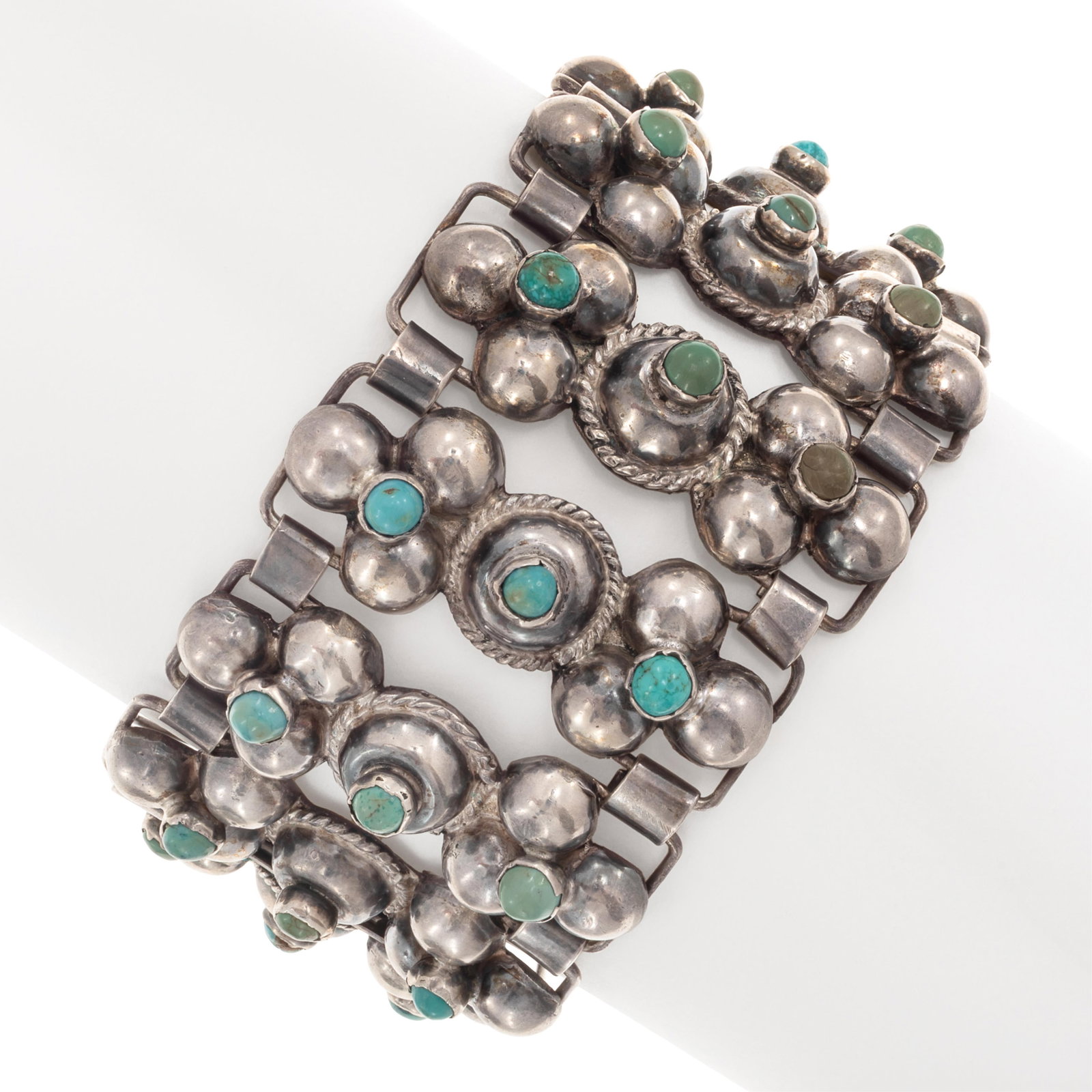 Turquoise, Silver Bracelet, Fred Davis (1 of 4)