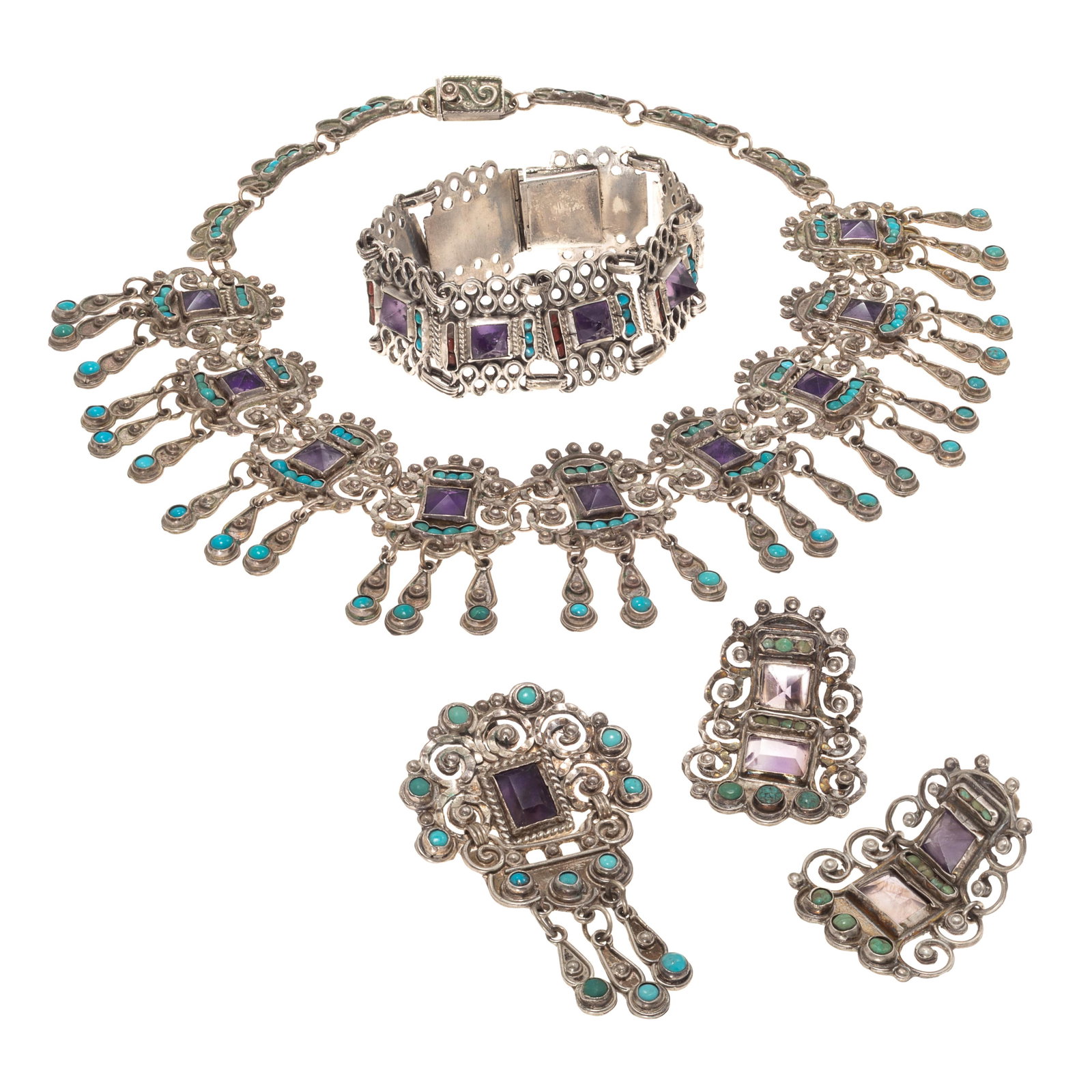 Matilde Poulat Amethyst, Turquoise, Coral Jewelry Suite (1 of 4)