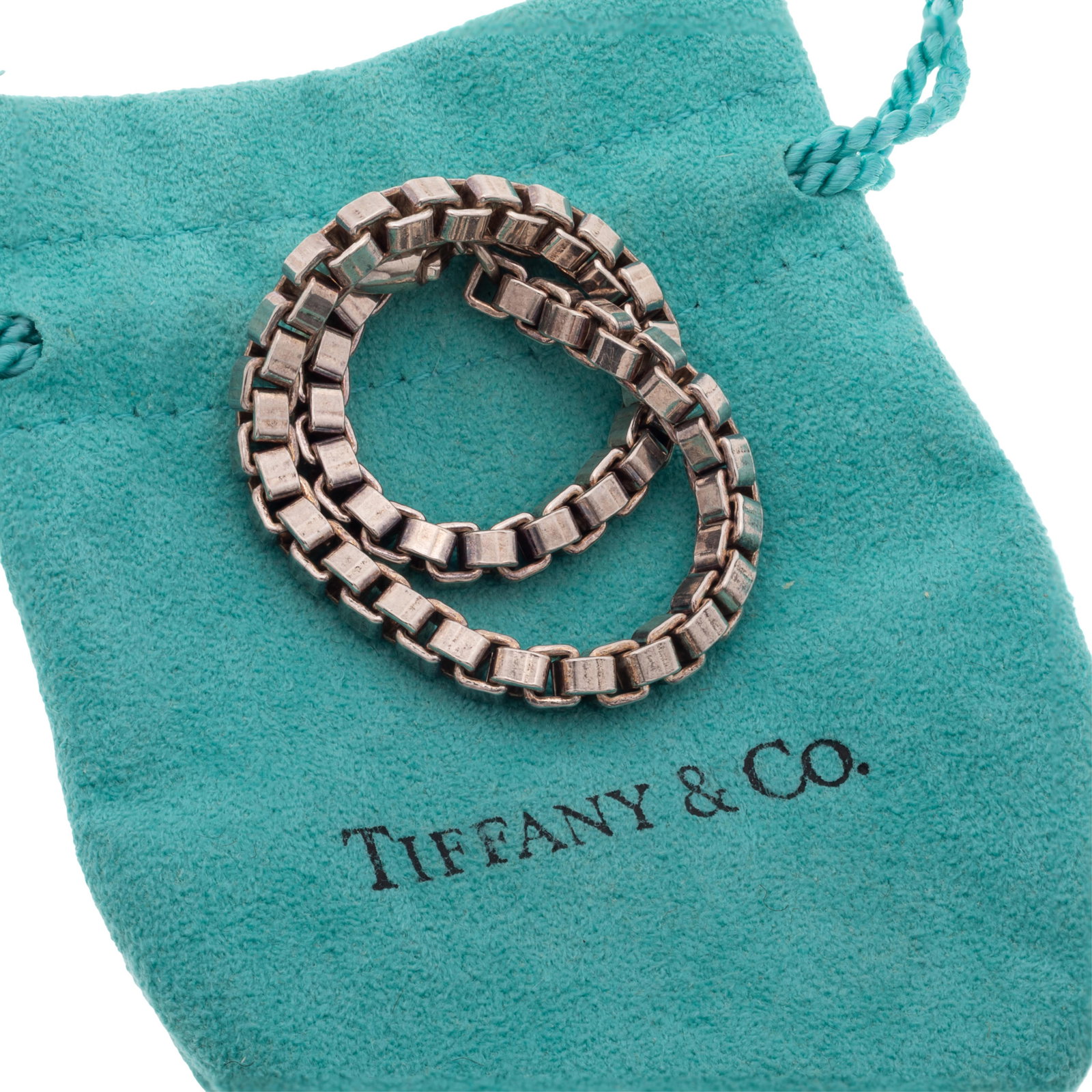 Tiffany & Co. Sterling Silver Venetian Link Bracelet: Tiffany & Co. Sterling Silver Venetian Link Bracelet The sterling silver Venetian links completed by a lobster claw clasp forming a 7 1/2 inch bracelet. Attached tag marked: 'Tiffany & Co., 925.' Gros