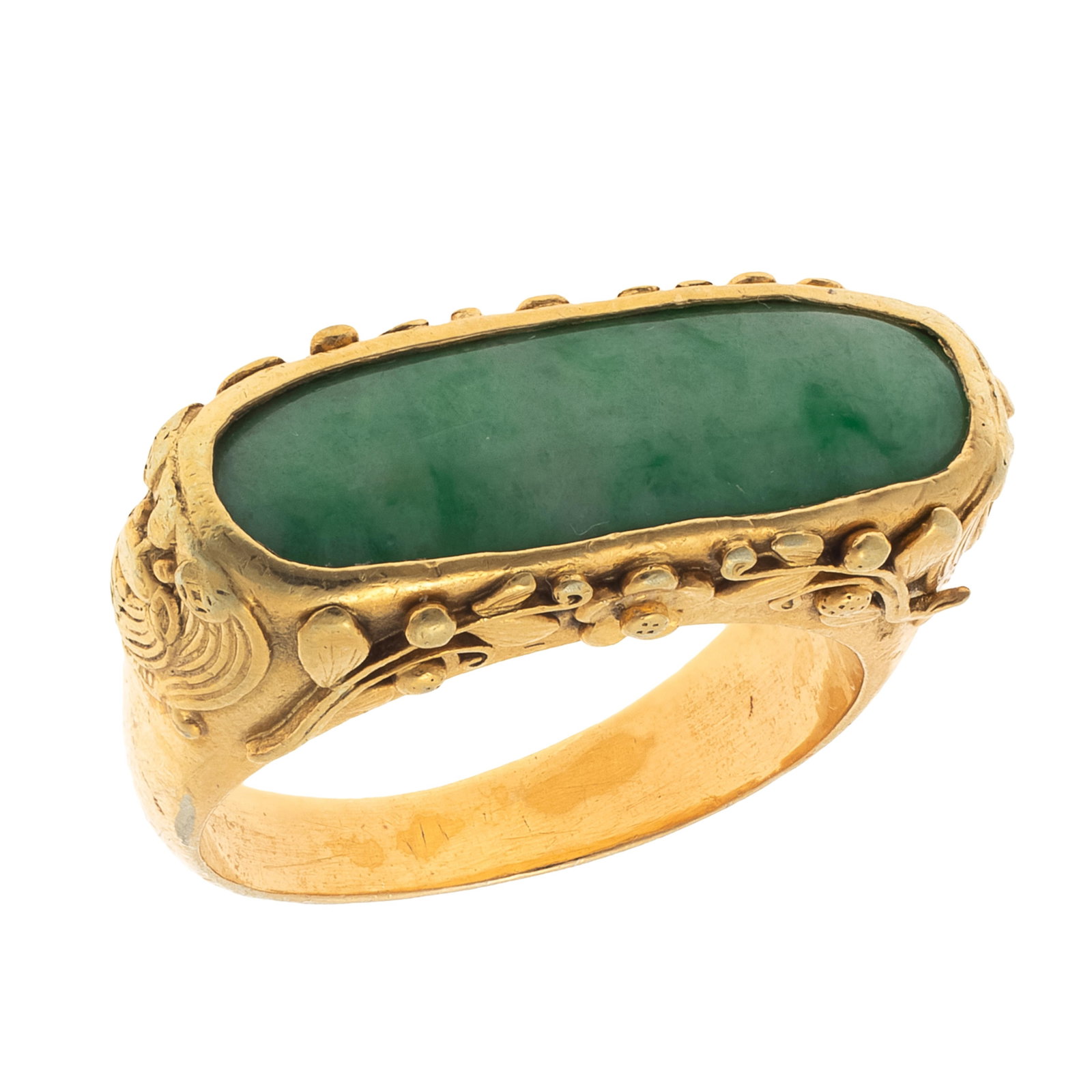 Jade, 14k Yellow Gold Saddle Ring (1 of 5)