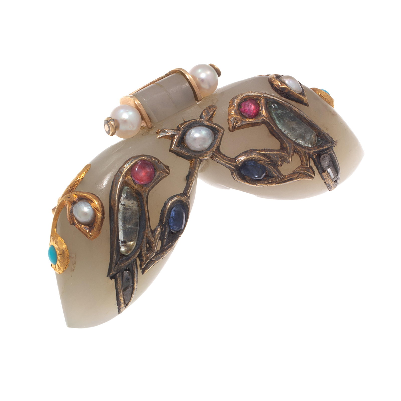 Mughal-Style Multi-Stone, Serpentine, 14k Pin (1 of 4)