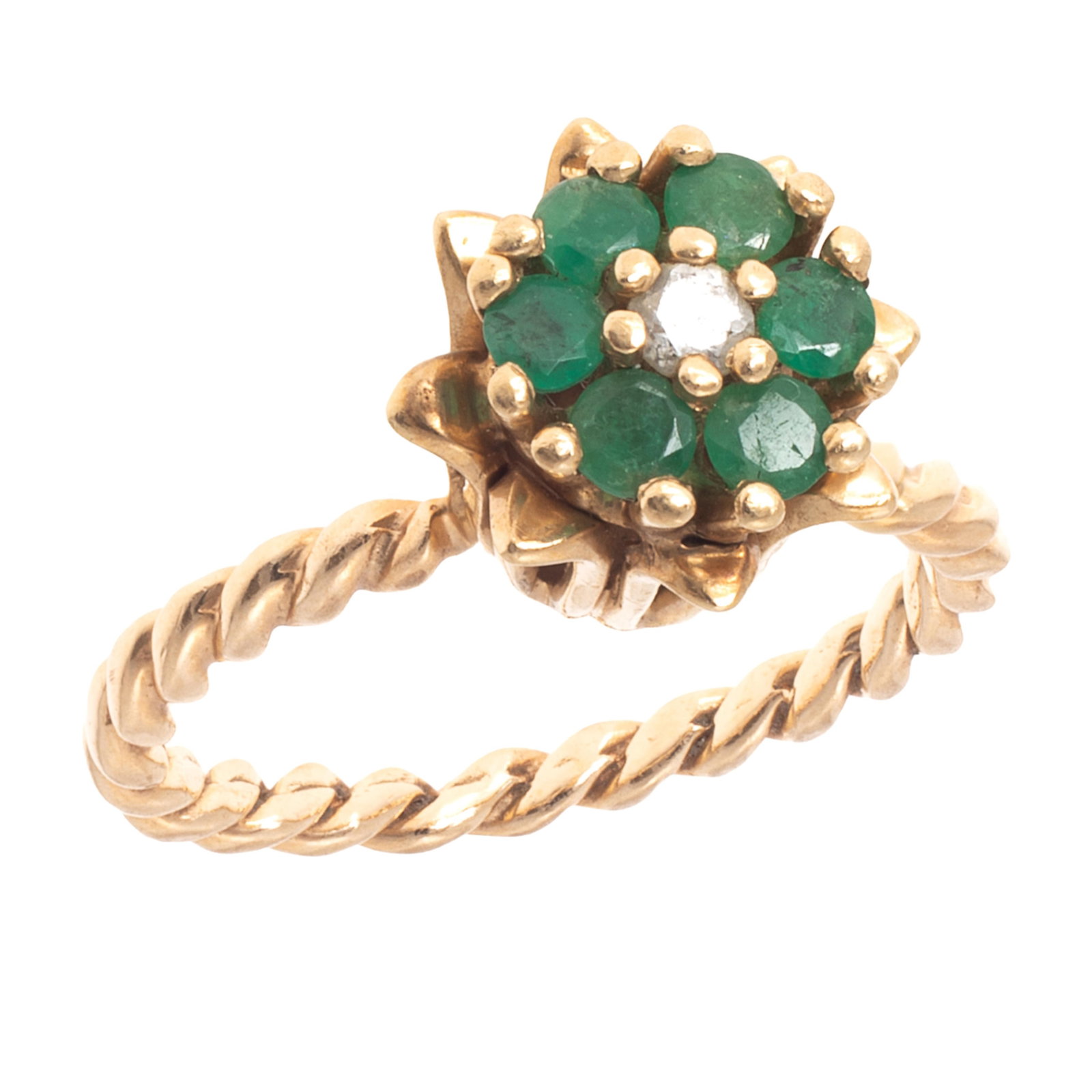 Diamond, Emerald, 14k Yellow Gold Ring (1 of 5)
