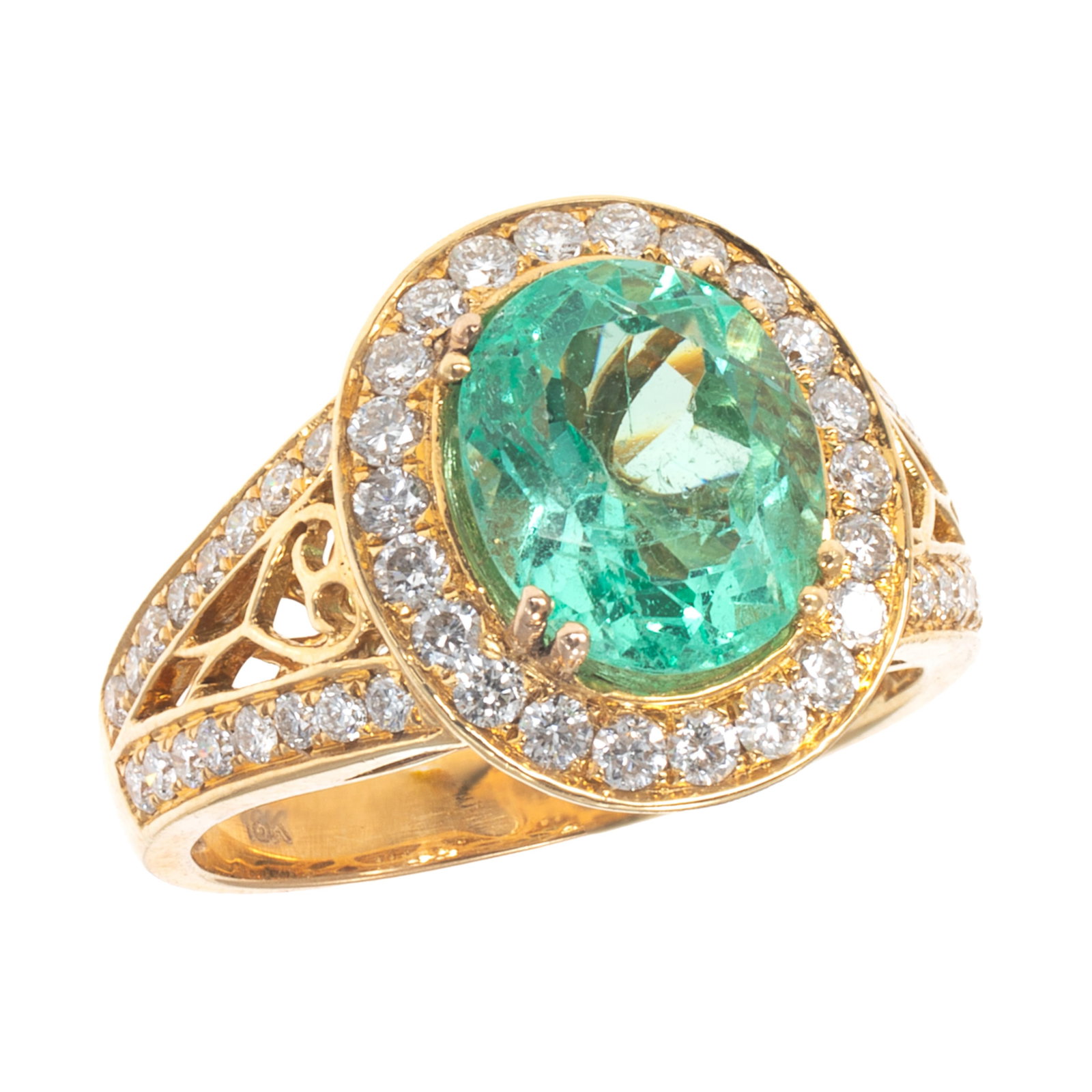 Emerald, Diamond, 18k Yellow Gold Ring (1 of 5)
