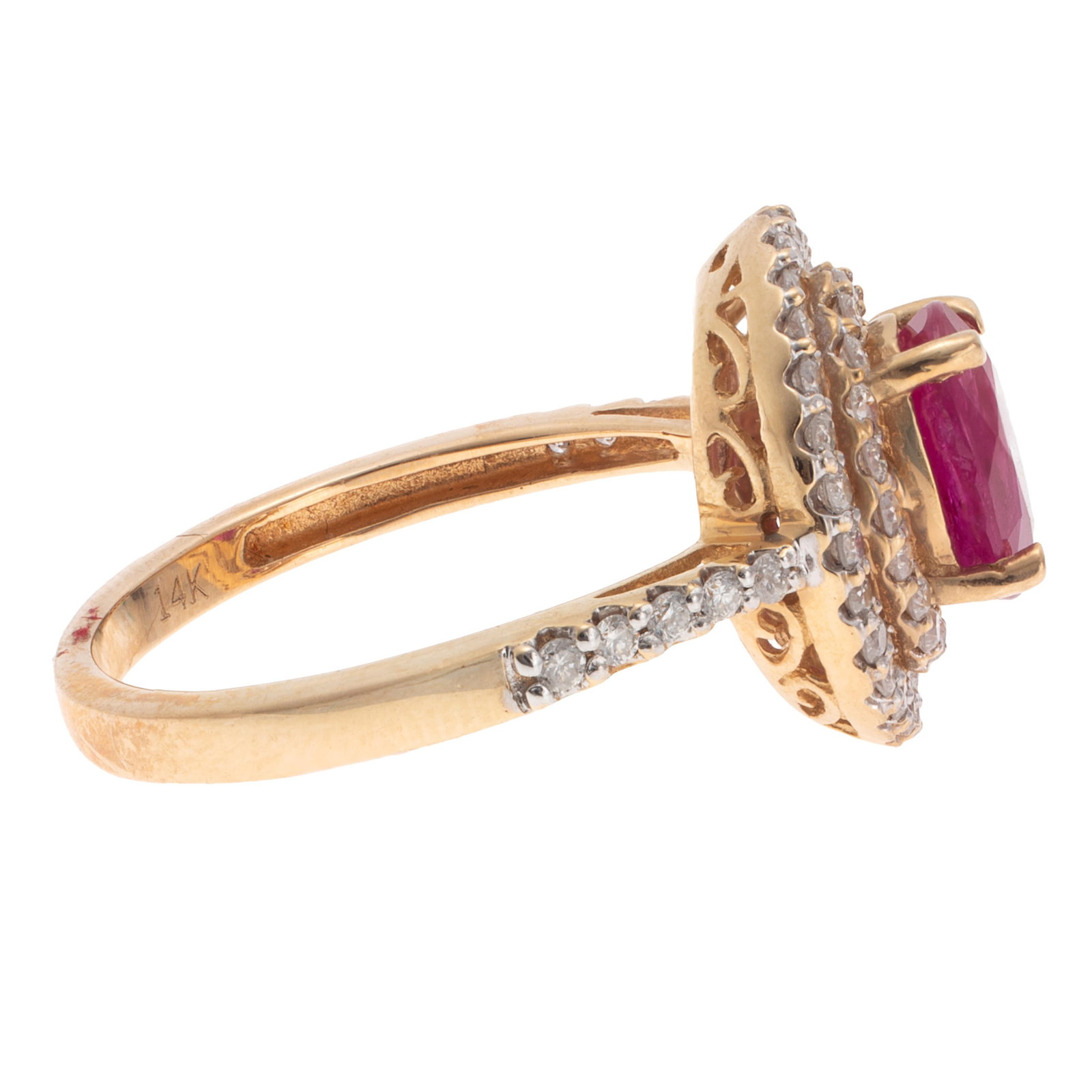Ruby, Diamond, 14k Yellow Gold Ring - 5