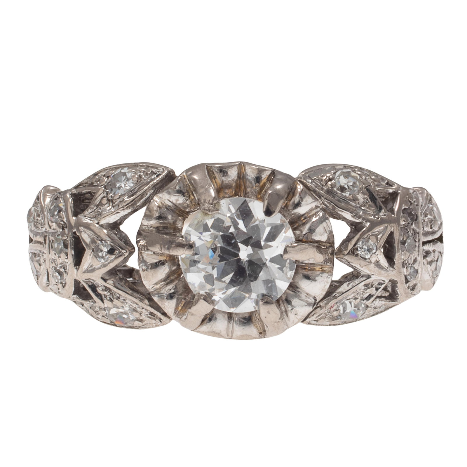 Diamond, 18k White Gold Ring - 2