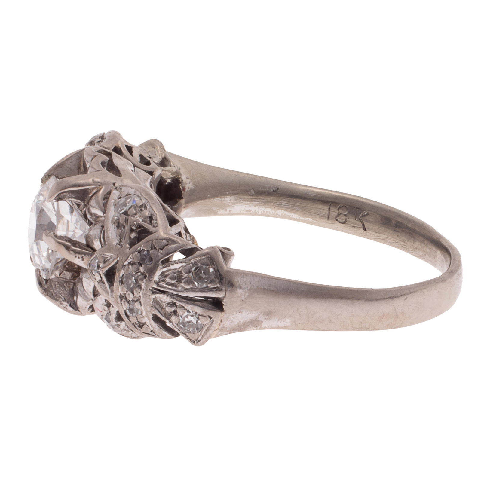 Diamond, 18k White Gold Ring - 5