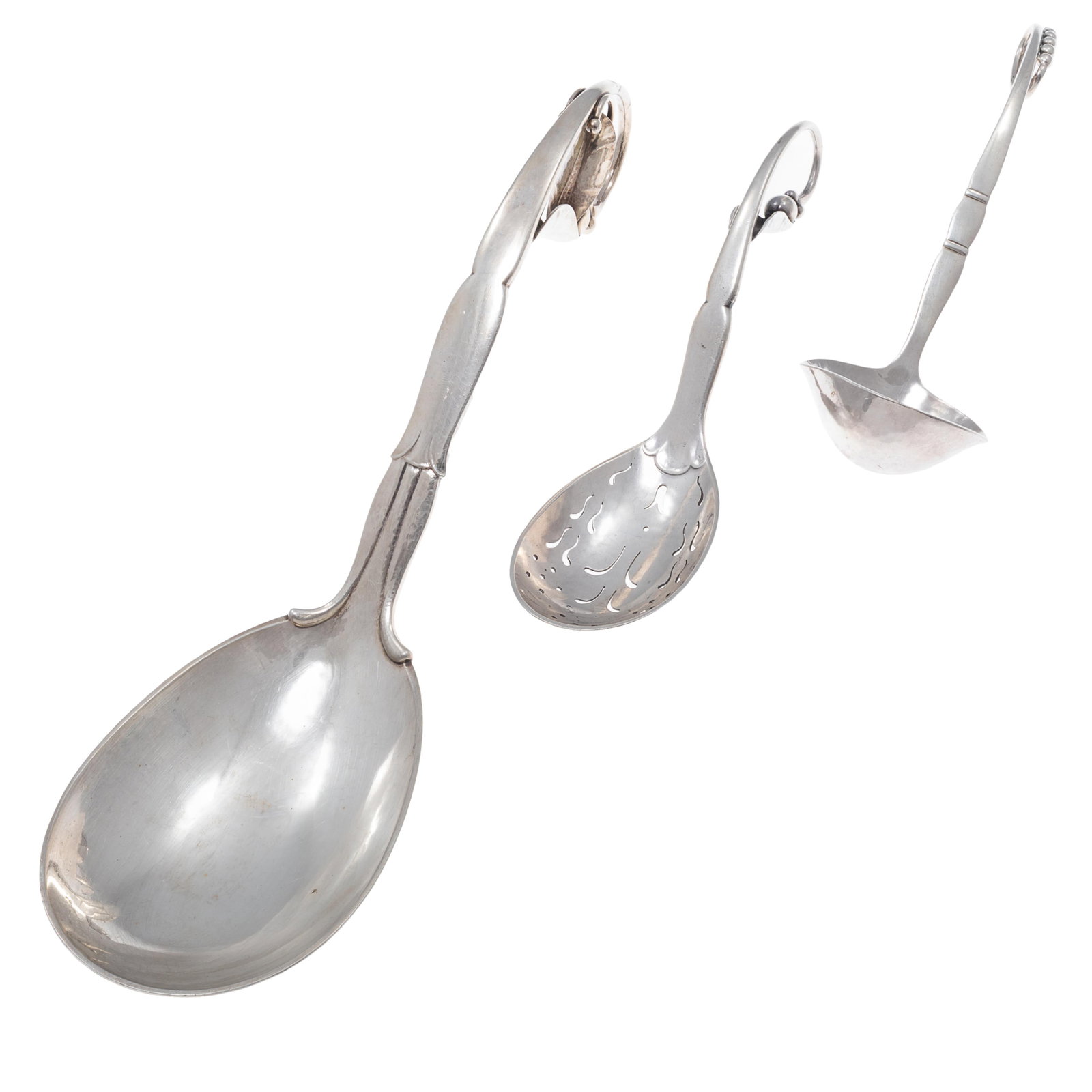 Three Georg Jensen Sterling Ornamental Serving Spoons (1 of 5)