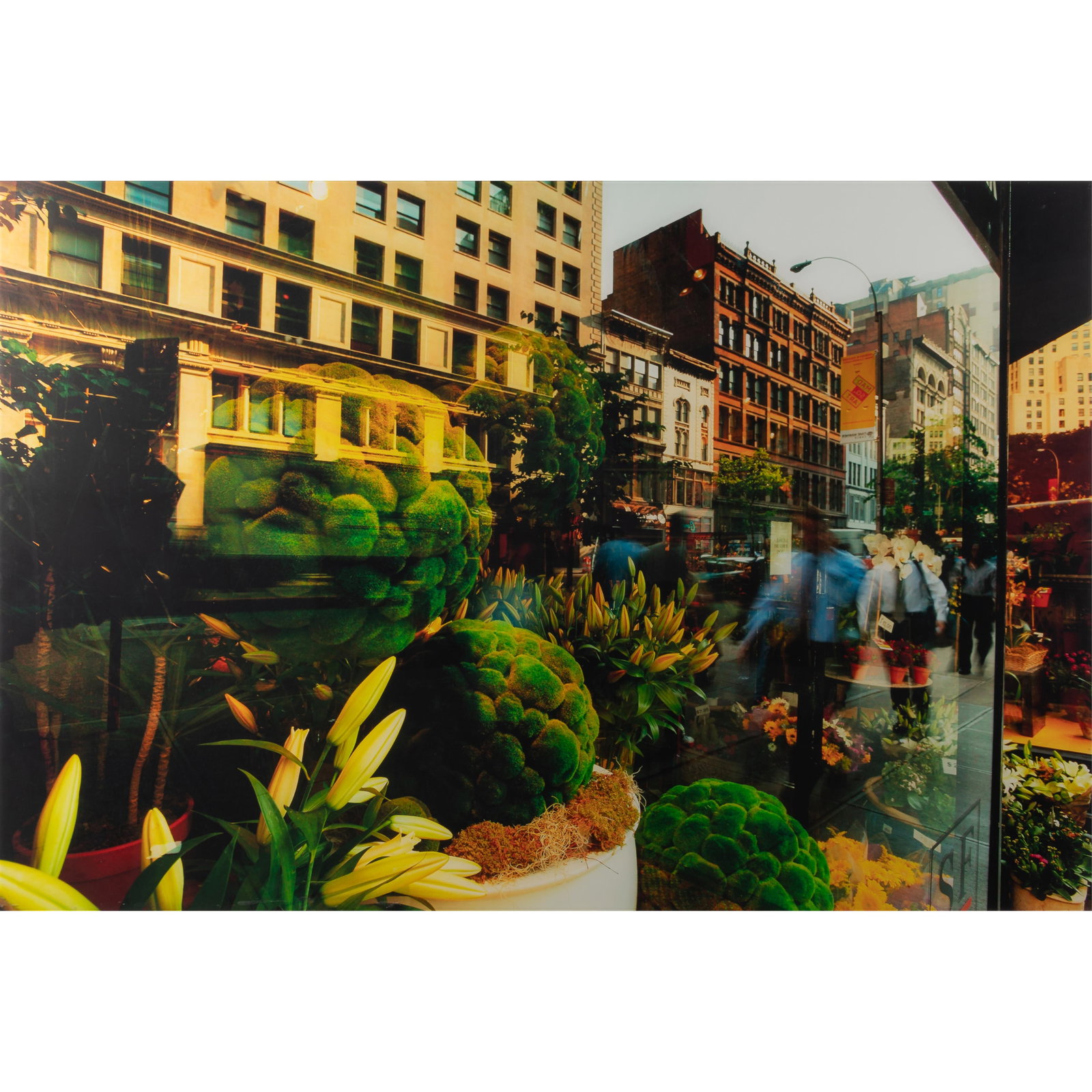Contemporary Photographer, 21st Century.: Contemporary Photographer, 21st Century. Cityscape with Flowers. Archival pigment print, mounted on Diasec. 39 1/2 x 59 1/2in. 100.4 x 151cm).