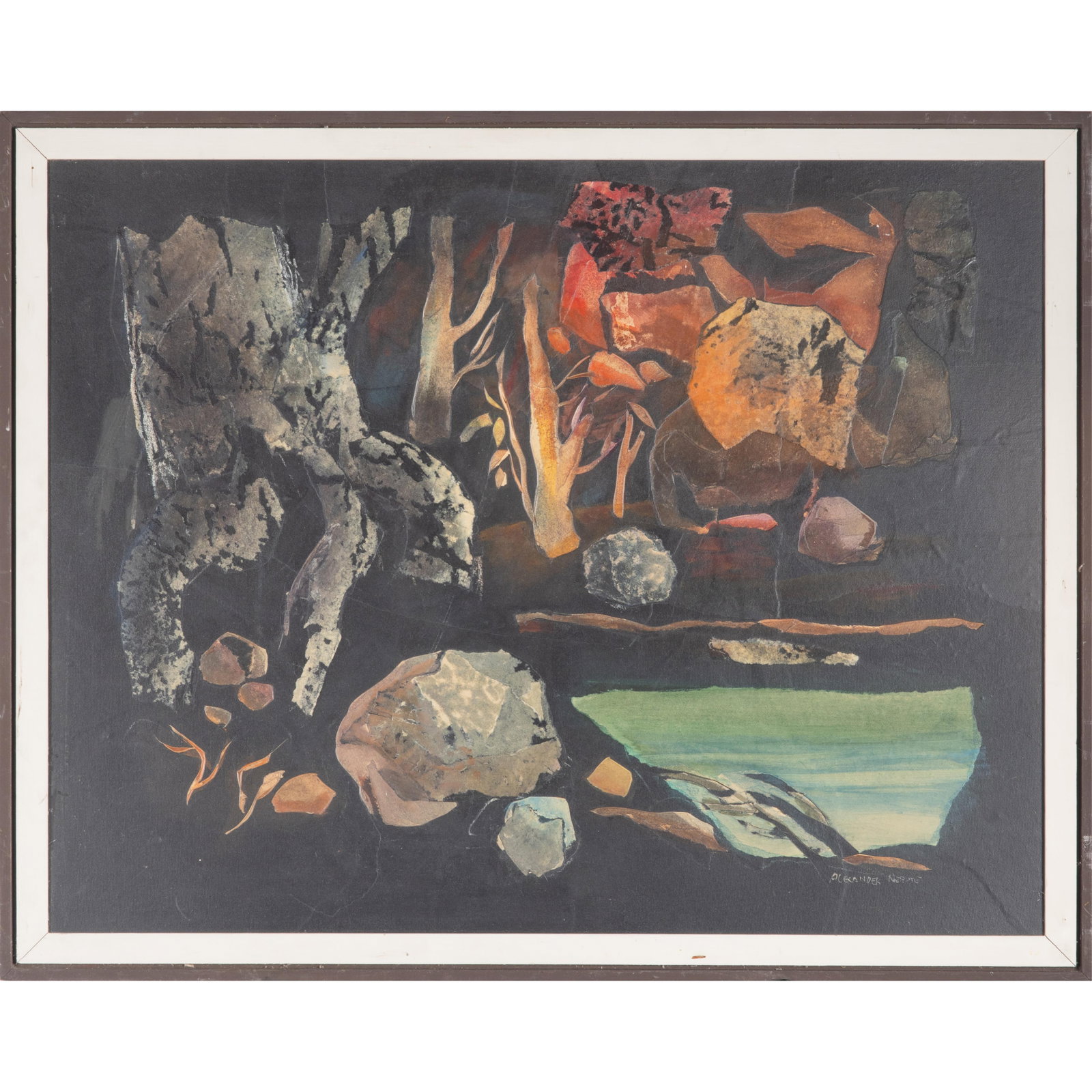 Alexander Nepote (American, 1913-1986).: Alexander Nepote (American, 1913-1986). Autumn Darkness, 1964. Mixed media on board, signed 'Alexander Nepote' (lower right); artist's name, title and date on board verso, framed. 28 x 36in. (71 x