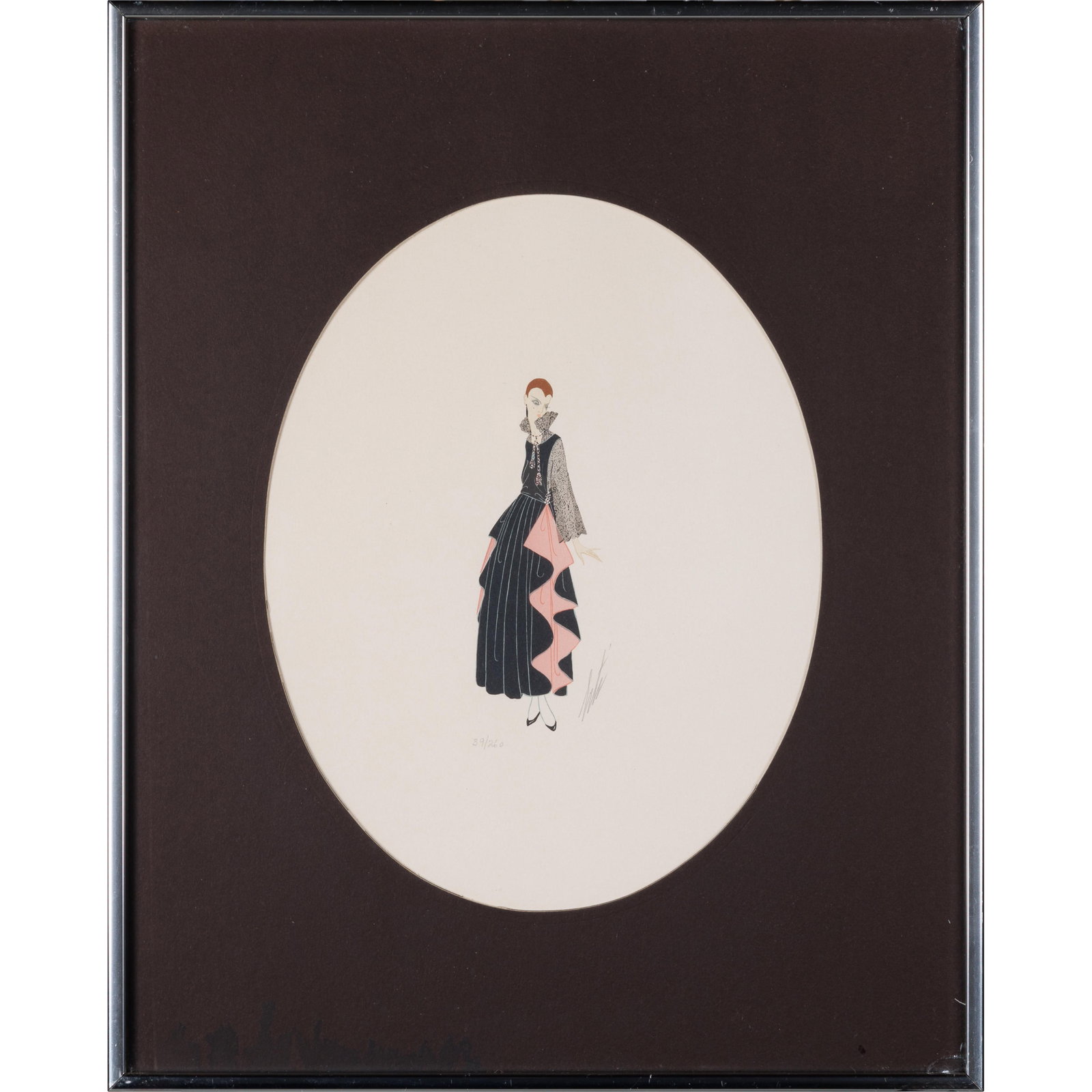 Erte (Romain de Tirtoff) (Russian/French, 1892-1990).: Erte (Romain de Tirtoff) (Russian/French, 1892-1990). Yvette, 1975. Color lithograph on paper, signed in pencil, numbered 39/260, published by Ateliers Guillard, Gourdon et Cie, Paris, with margins,