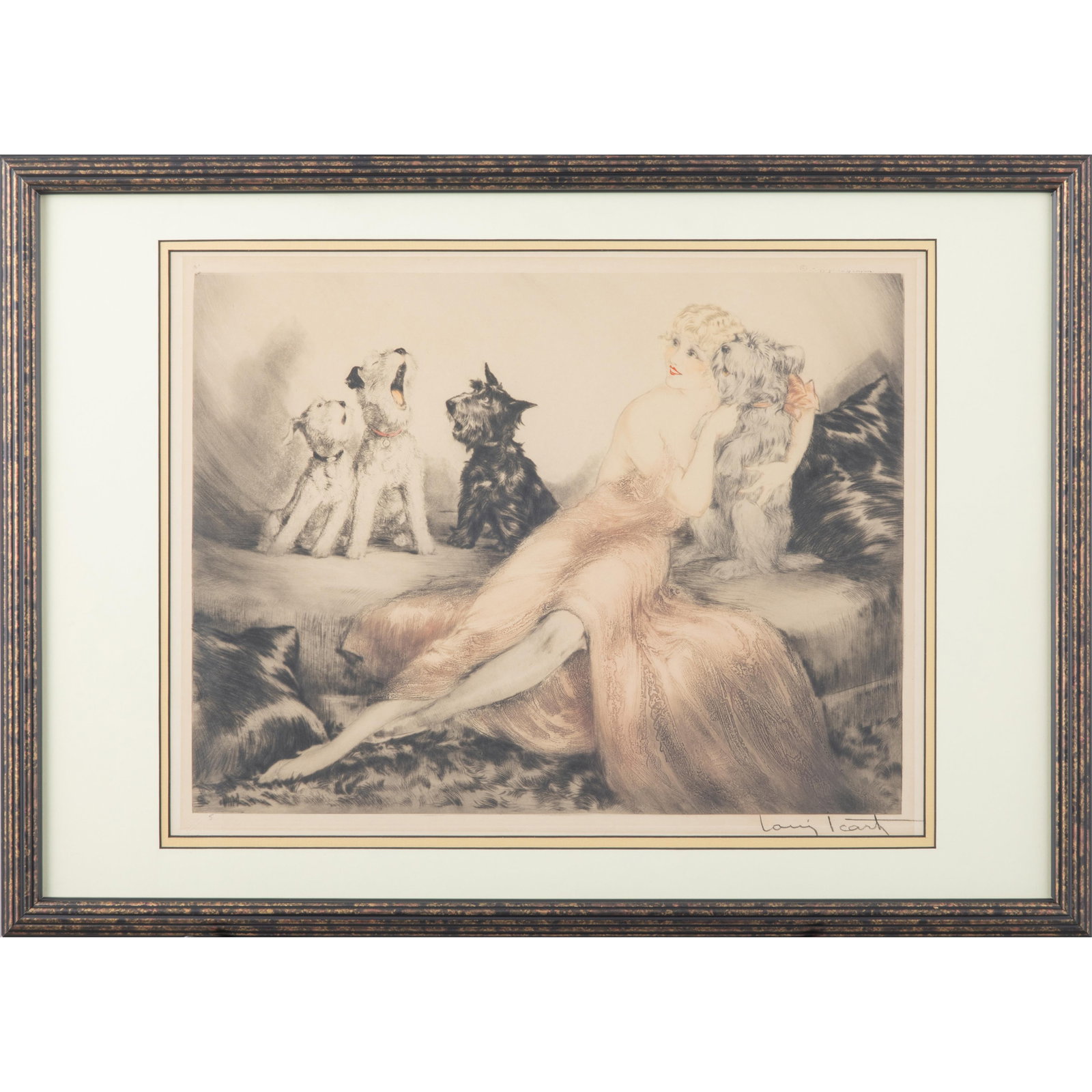 Louis Icart (French, 1888-1950).: Louis Icart (French, 1888-1950). Perfect Harmony (Accord Parfait), 1932. Etching and aquatint with touches of handcoloring printed on wove paper, signed in pencil, numbered #5, copyright and date in