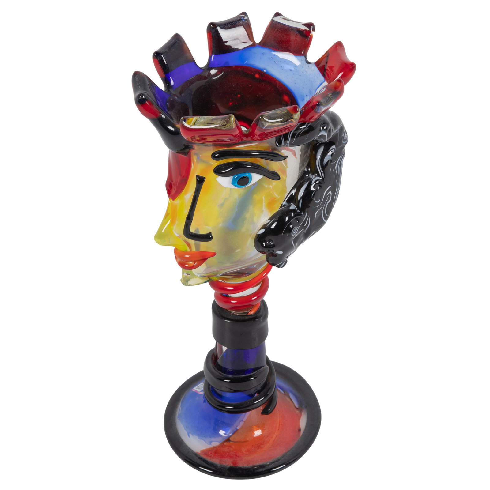 Murano Glass Sculpture, After Fabio Tagliapietra (Italian 21st century): Murano Glass Sculpture After Fabio Tagliapietra (Italian 21st century) In a Cubist style with slightly distorted facial features. 17in (43cm) h
