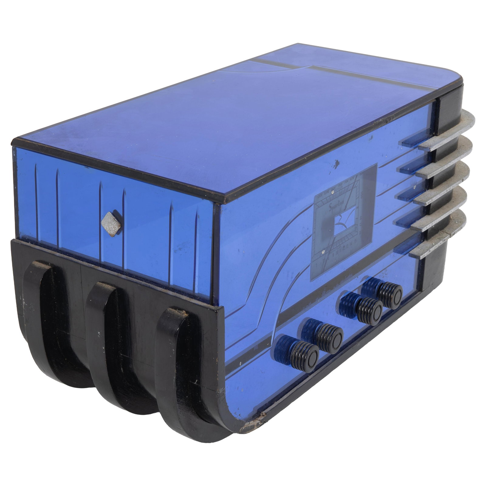 Deco Sparton Blue Glass Sled Style Radio (1 of 8)