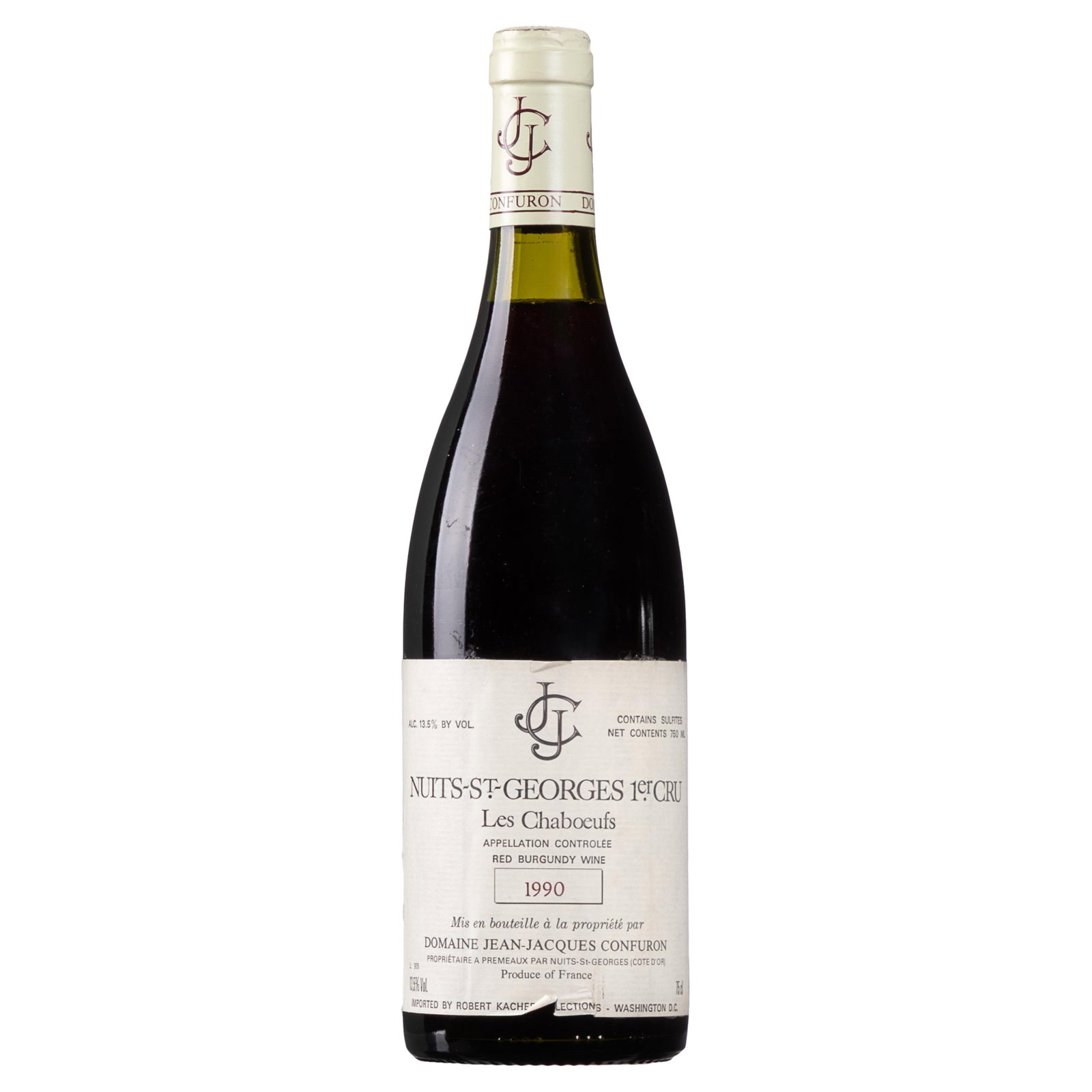 Domaine Jean-Jacques Confuron Nuit St. Georges Les Chaboeufs Premier Cru 1990: Domaine Jean-Jacques Confuron Nuit St. Georges Les Chaboeufs Premier Cru 1990 1 bottle (75cl) per lot Condition: Good Visually inspected by Leslie Hennessy, wine merchant 41 years in SF and Host of 'W