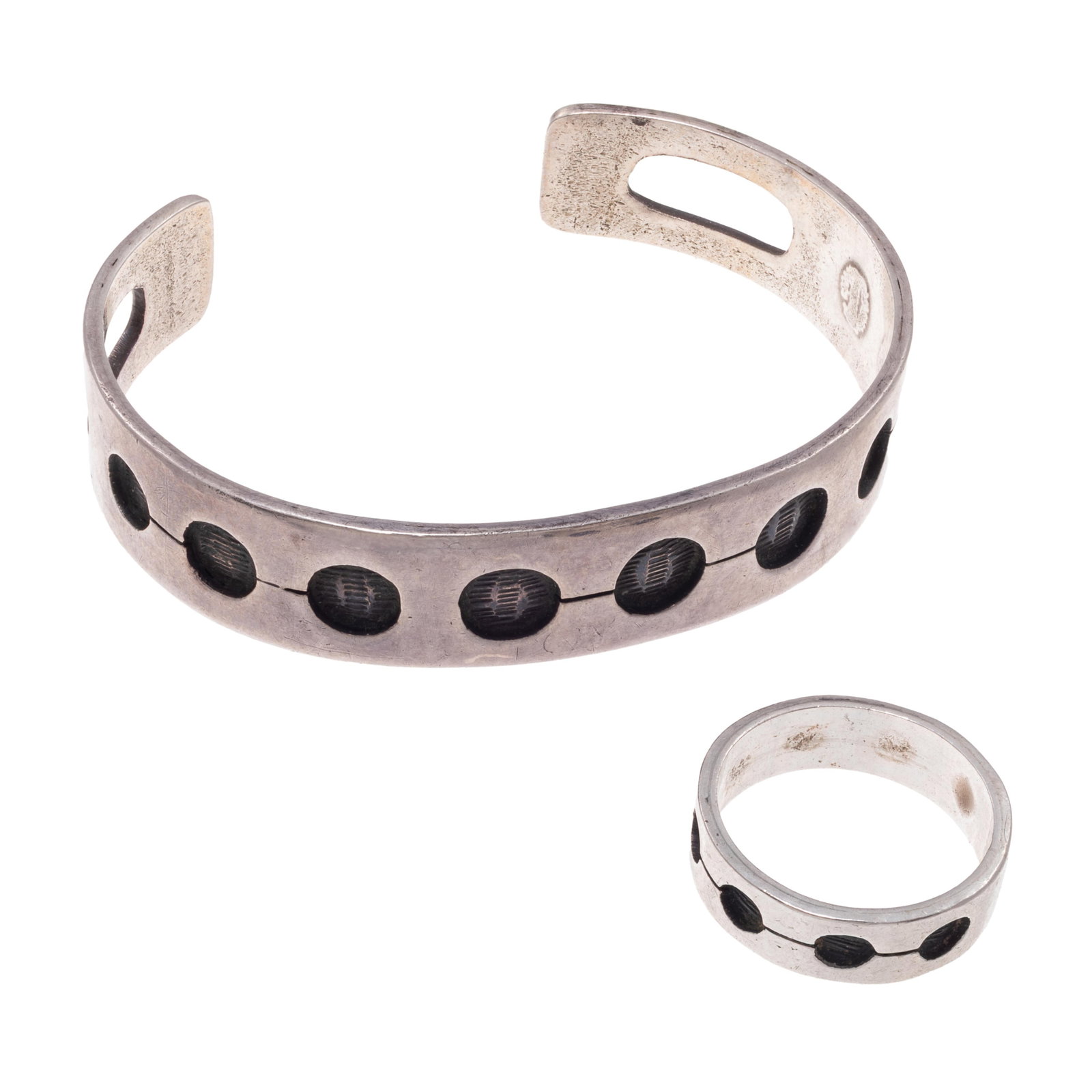 Sterling Silver Overlay Cuff Bracelet and Ring (1 of 4)