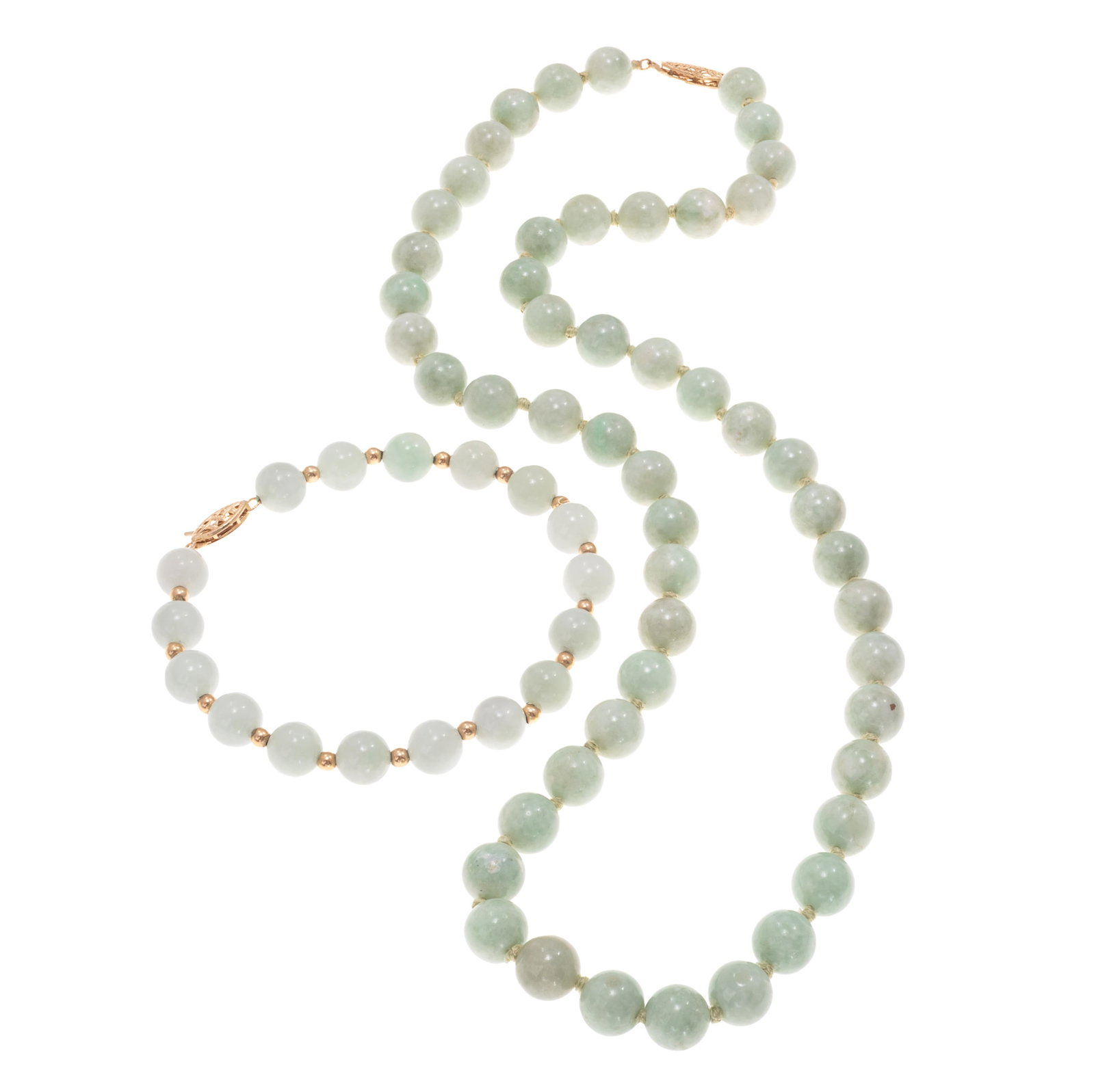 Jade, 14k Yellow Gold Necklace and Bracelet (1 of 4)