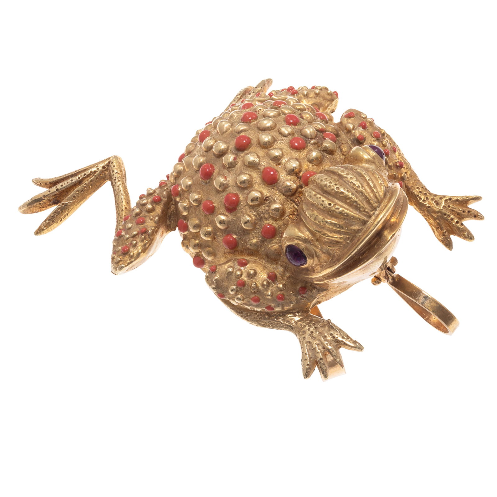 Ruby, Enamel, 14k Frog Pendant (1 of 4)