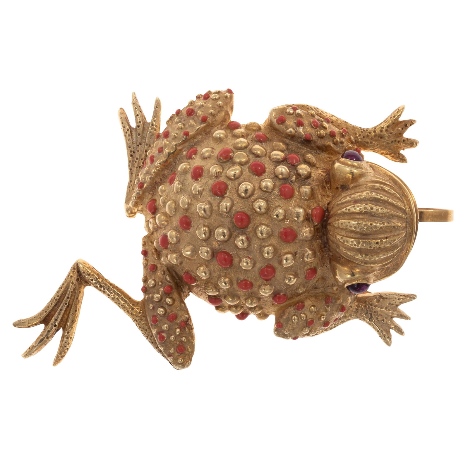 Ruby, Enamel, 14k Frog Pendant - 2
