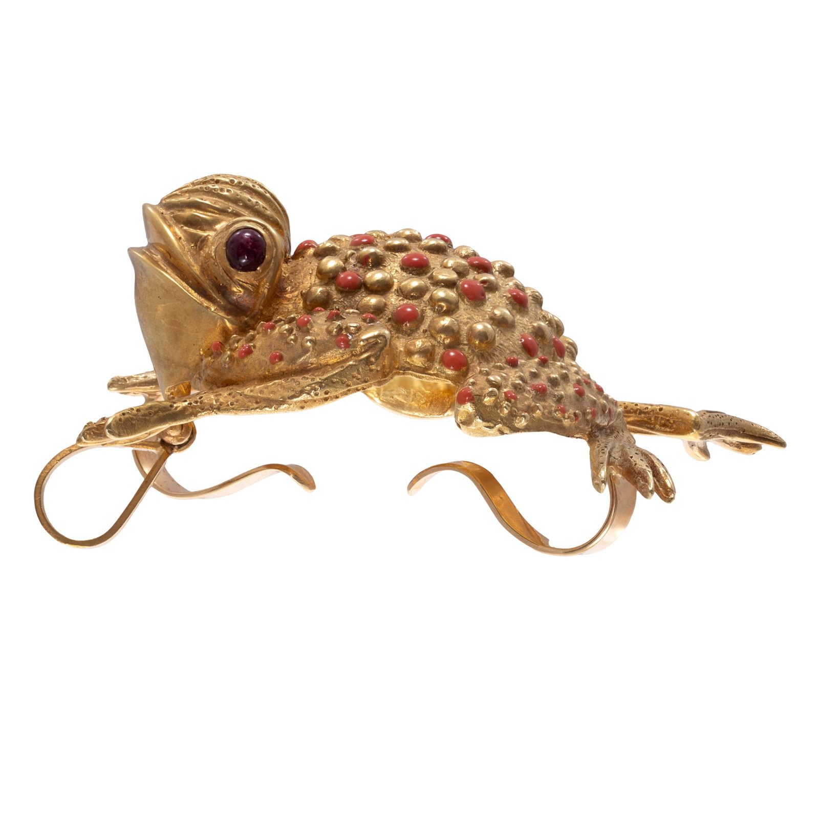 Ruby, Enamel, 14k Frog Pendant - 4