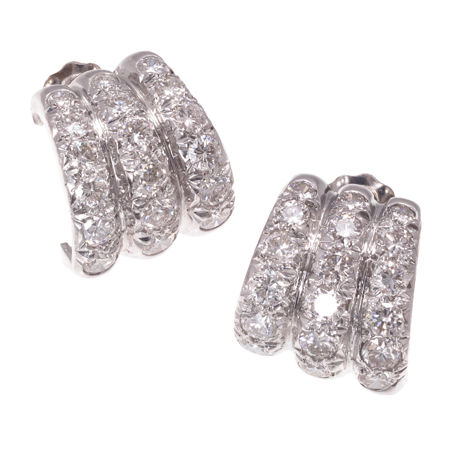 Pair of Diamond, 18k White Gold Earrings (1 of 4)