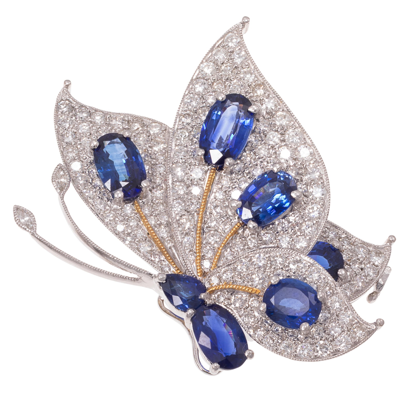 Diamond, Sapphire, 18k, En Tremblant, Butterfly Pin (1 of 6)