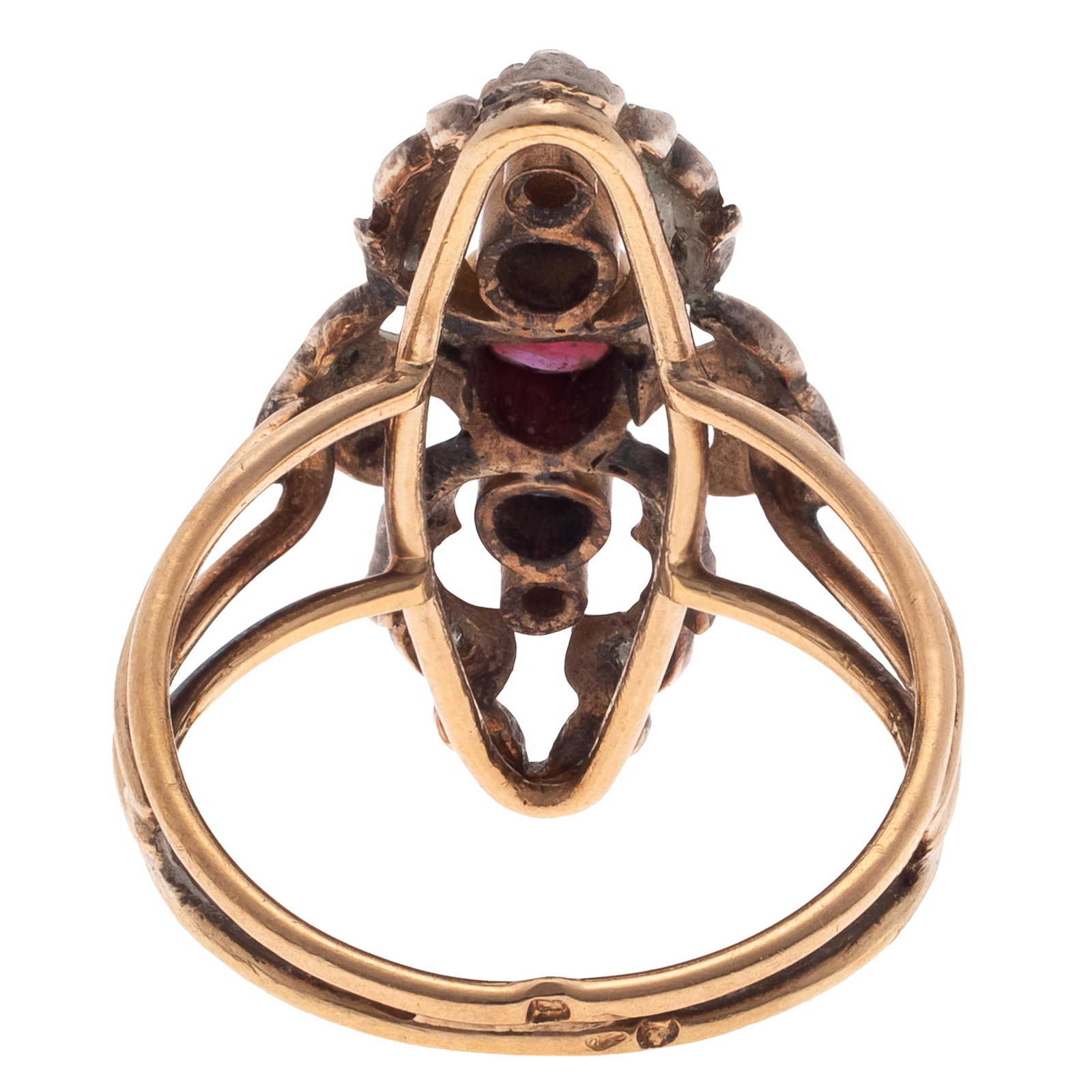 Diamond, Ruby, Sapphire, 18k, Silver Ring - 5