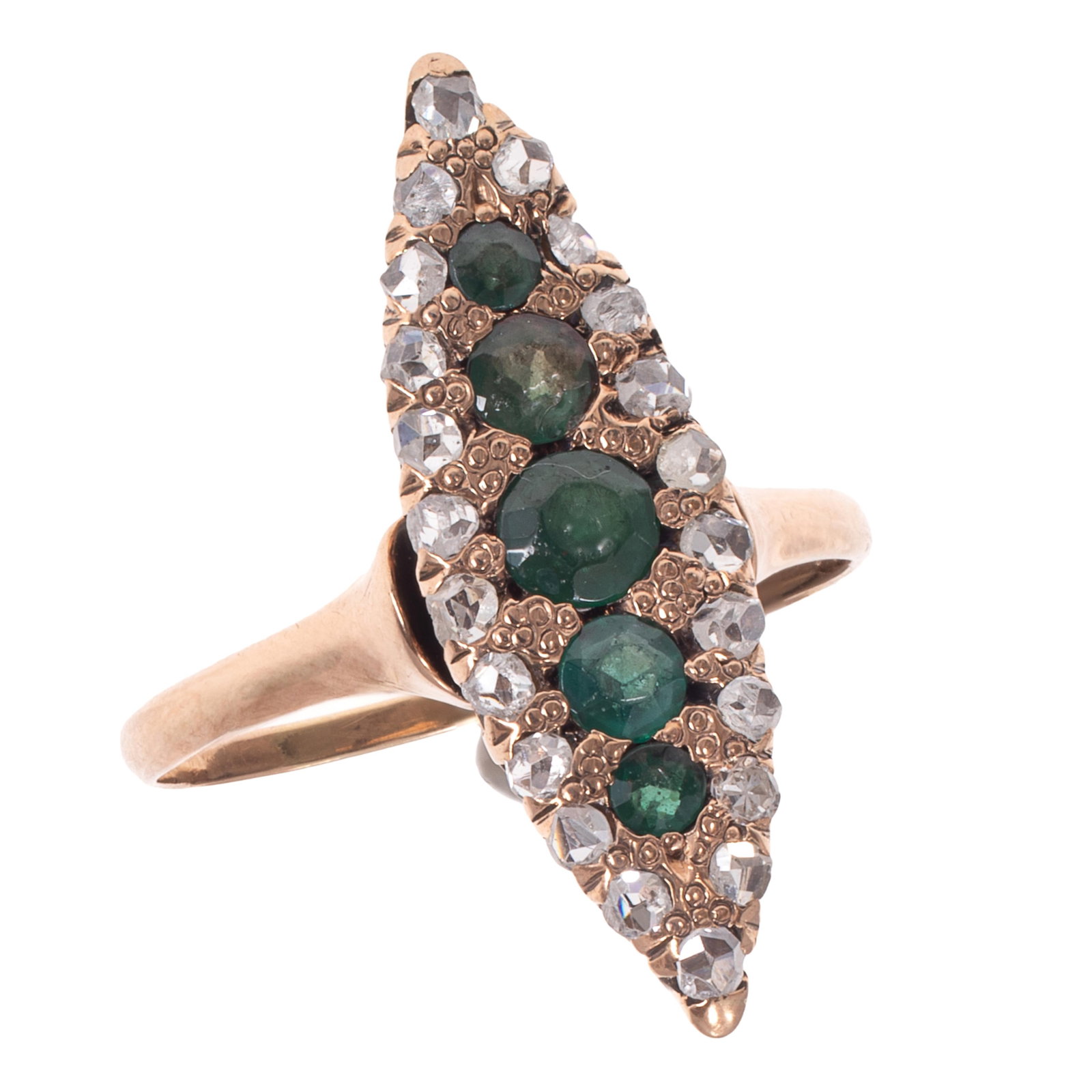 Victorian Diamond, Garnet-Topped Doublet, 10k Yellow Gold Ring (1 of 5)