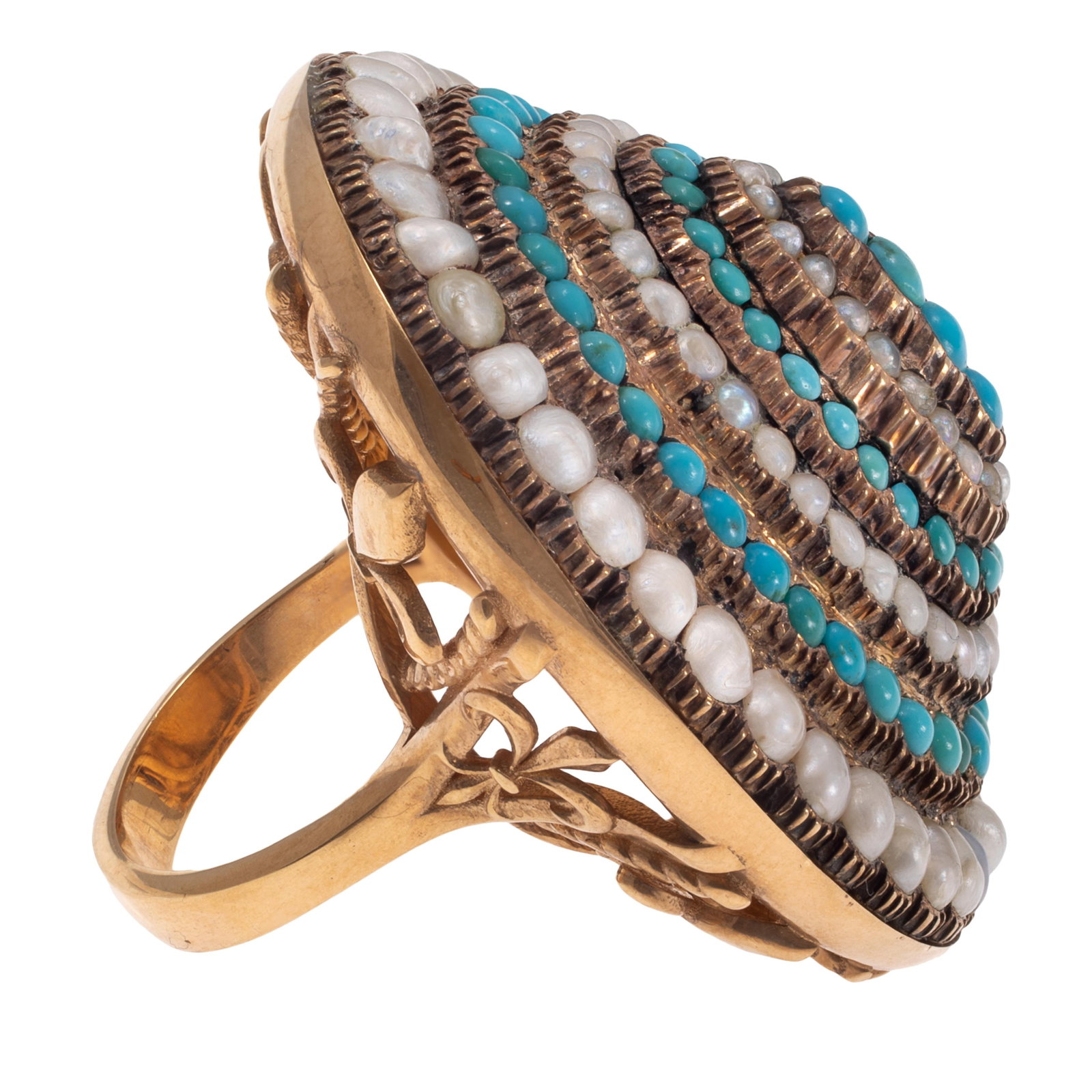 Turquoise, Split Pearl, 14k Ring - 4