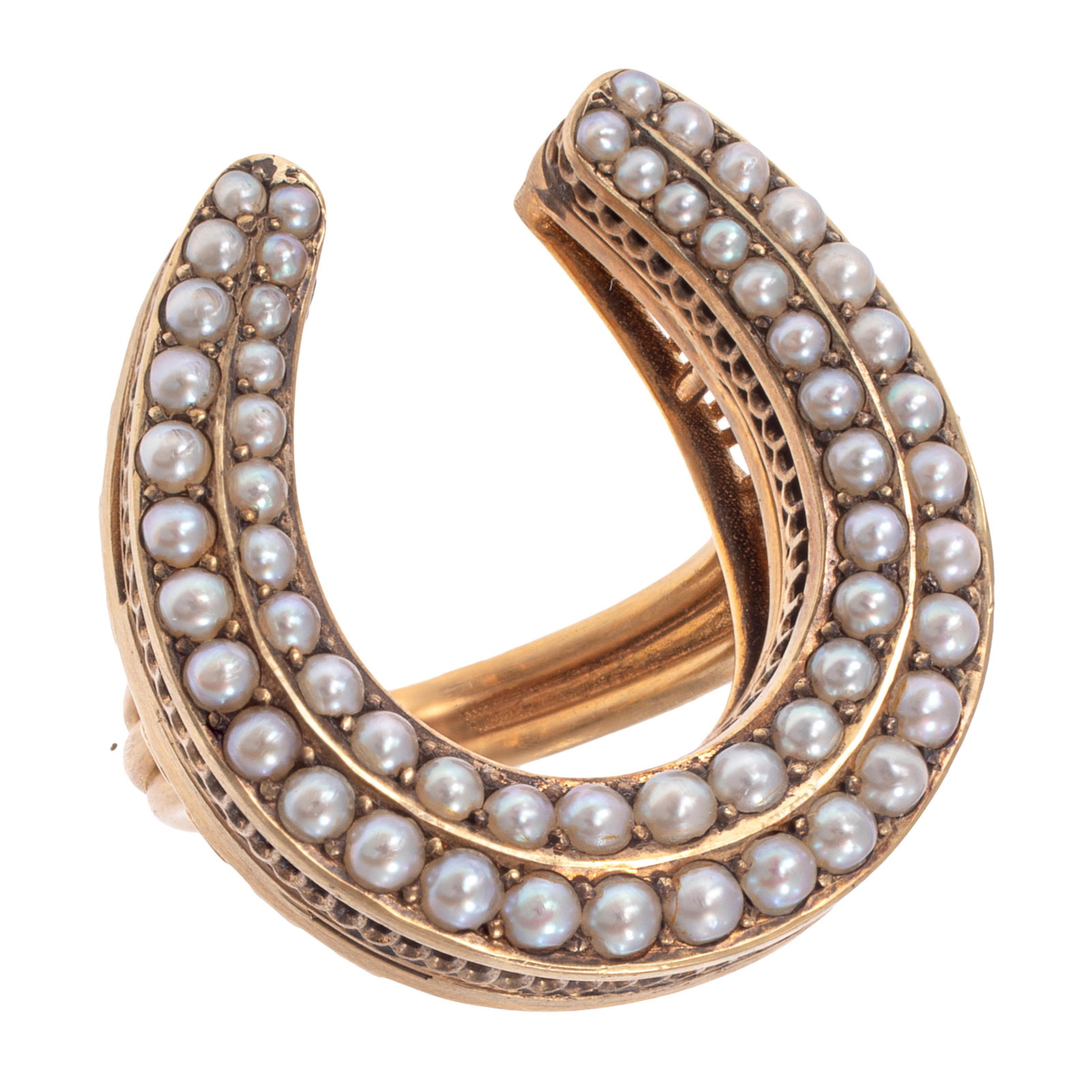 Seed Pearl, 14k Yellow Gold Horseshoe Ring (1 of 5)